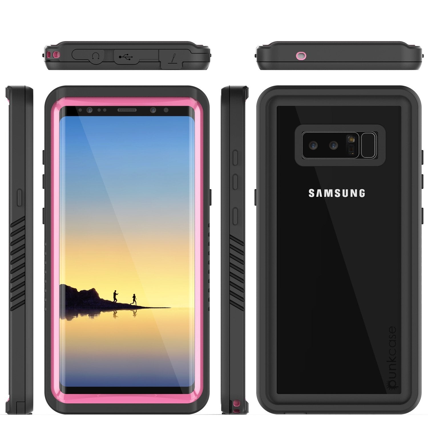 Galaxy Note 8 Case, Punkcase [Extreme Series] [Slim Fit] [IP68 Certified] [Waterproof] [Shockproof] [Dirproof] Armor Cover W/ Built In Screen Protector [Pink]