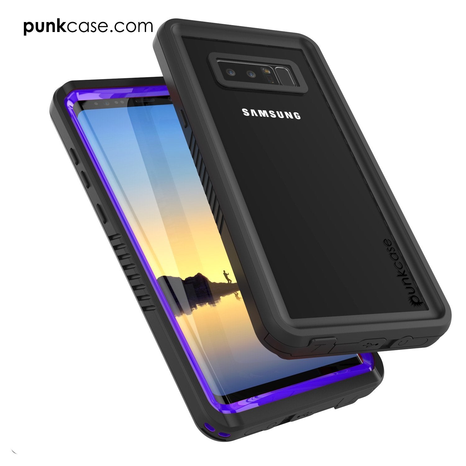Galaxy Note 8 Case, Punkcase [Extreme Series] [Slim Fit] [IP68 Certified] [Shockproof] Armor Cover W/ Built In Screen Protector [Purple]