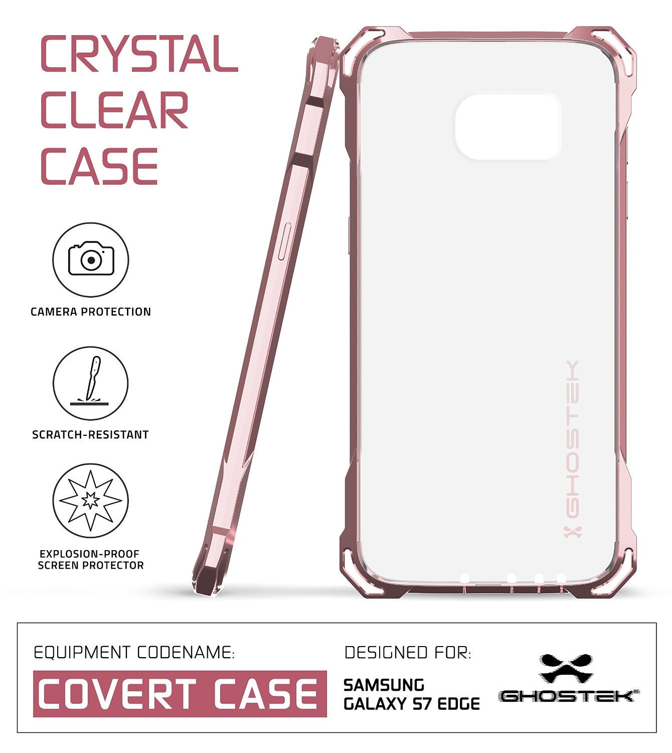 GHOSTEK - Covert Series Premium Impact Case for Samsung S7 Edge | Peach