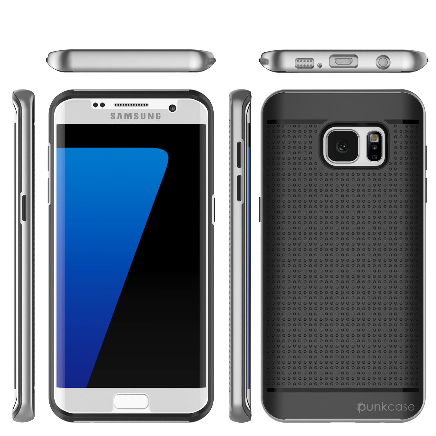 Galaxy S7 Edge Case, Punkcase Stealth Silver Series Hybrid 3-Piece Shockproof Dual Layer Cover