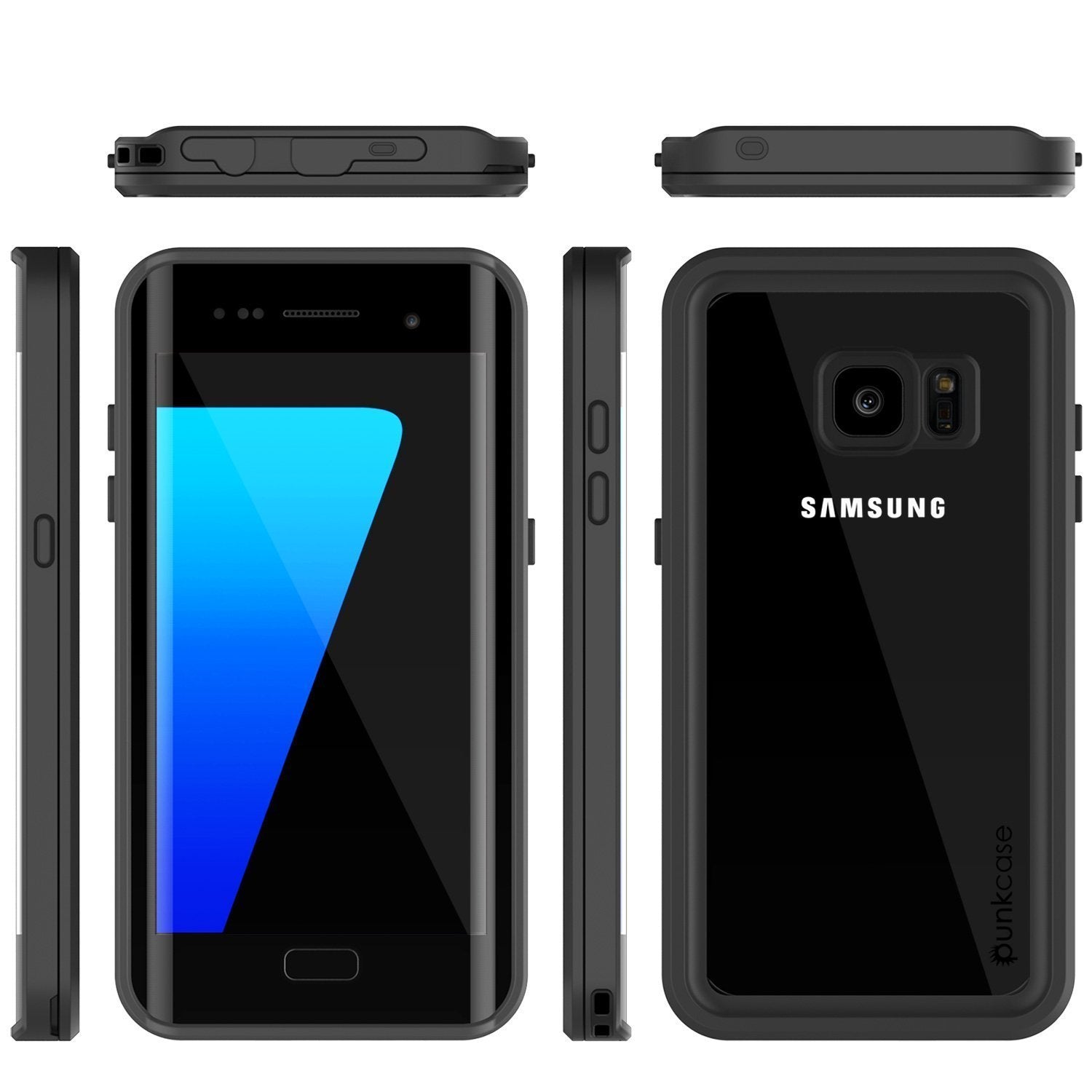 Galaxy S7 Edge Case, Punkcase Waterproof [Extreme Series] [Slim Fit] [IP68 Certified] [Shockproof] [Dirproof] Armor Cover [BLACK]
