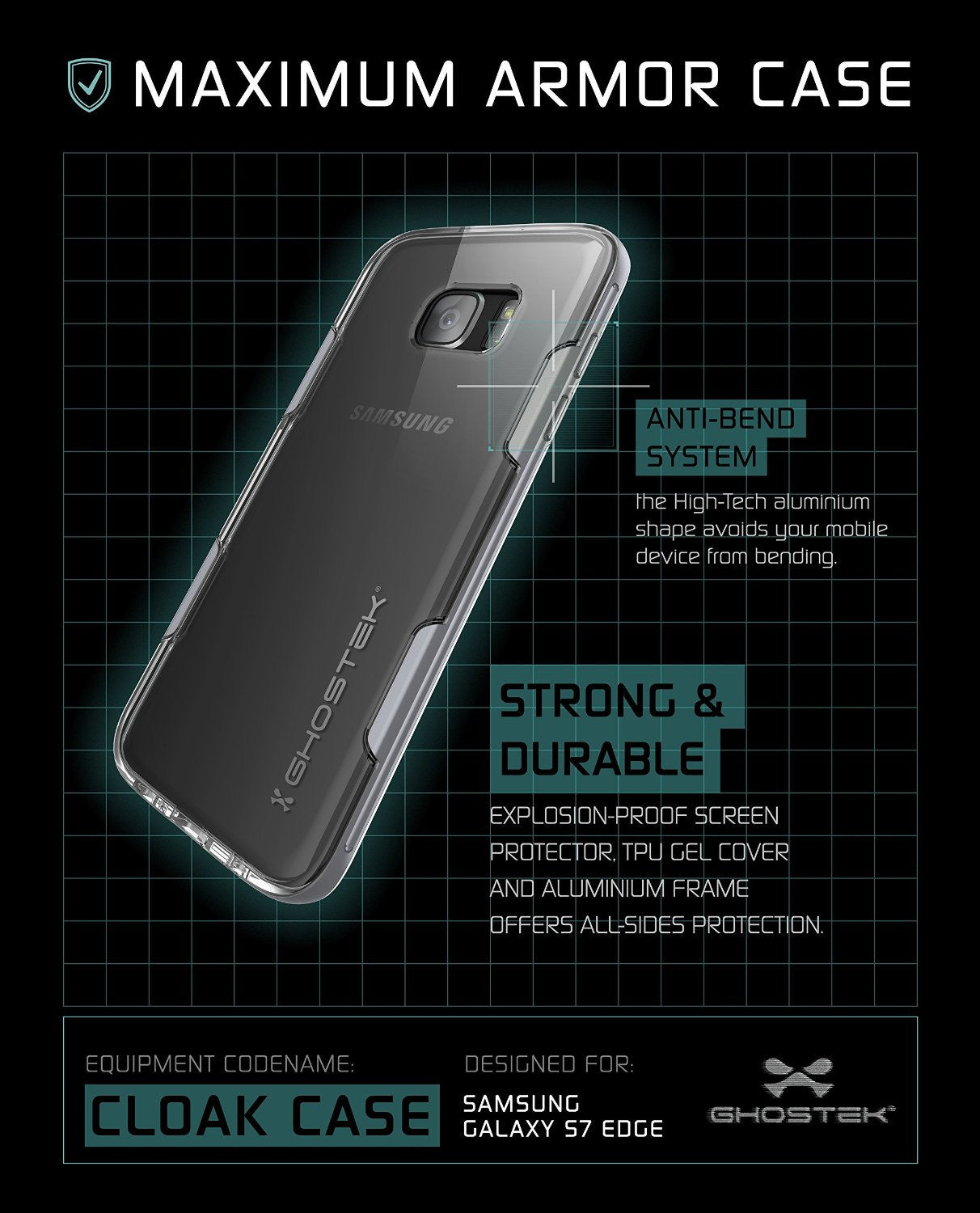 GHOSTEK - Cloak 2.0 Series Armor Case for Samsung S7 Edge | Silver