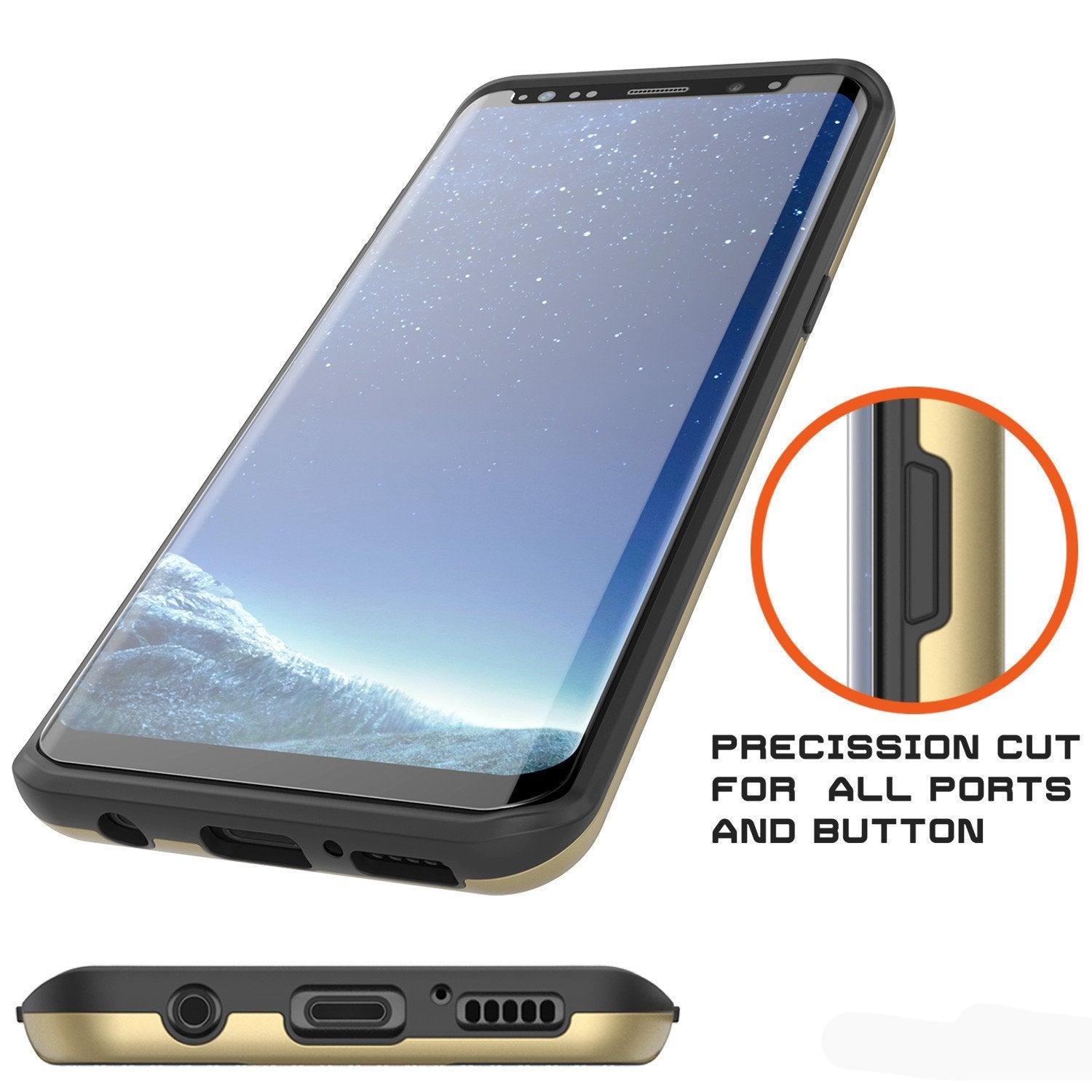 Galaxy S8 Case PunkCase SLOT Gold Series Slim Armor Soft Cover Case