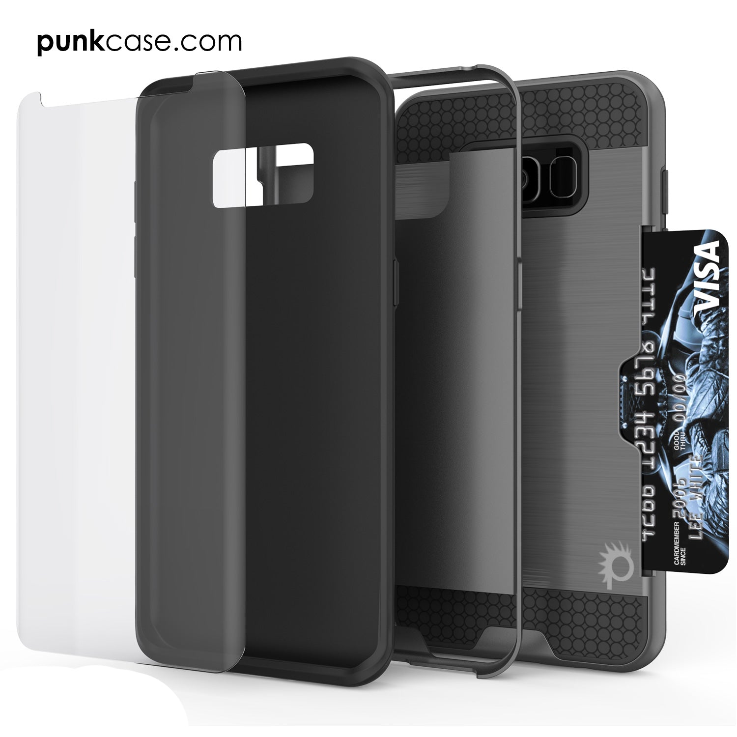 Galaxy S8 Plus Case PunkCase SLOT Grey Series Slim Armor Soft Cover Case