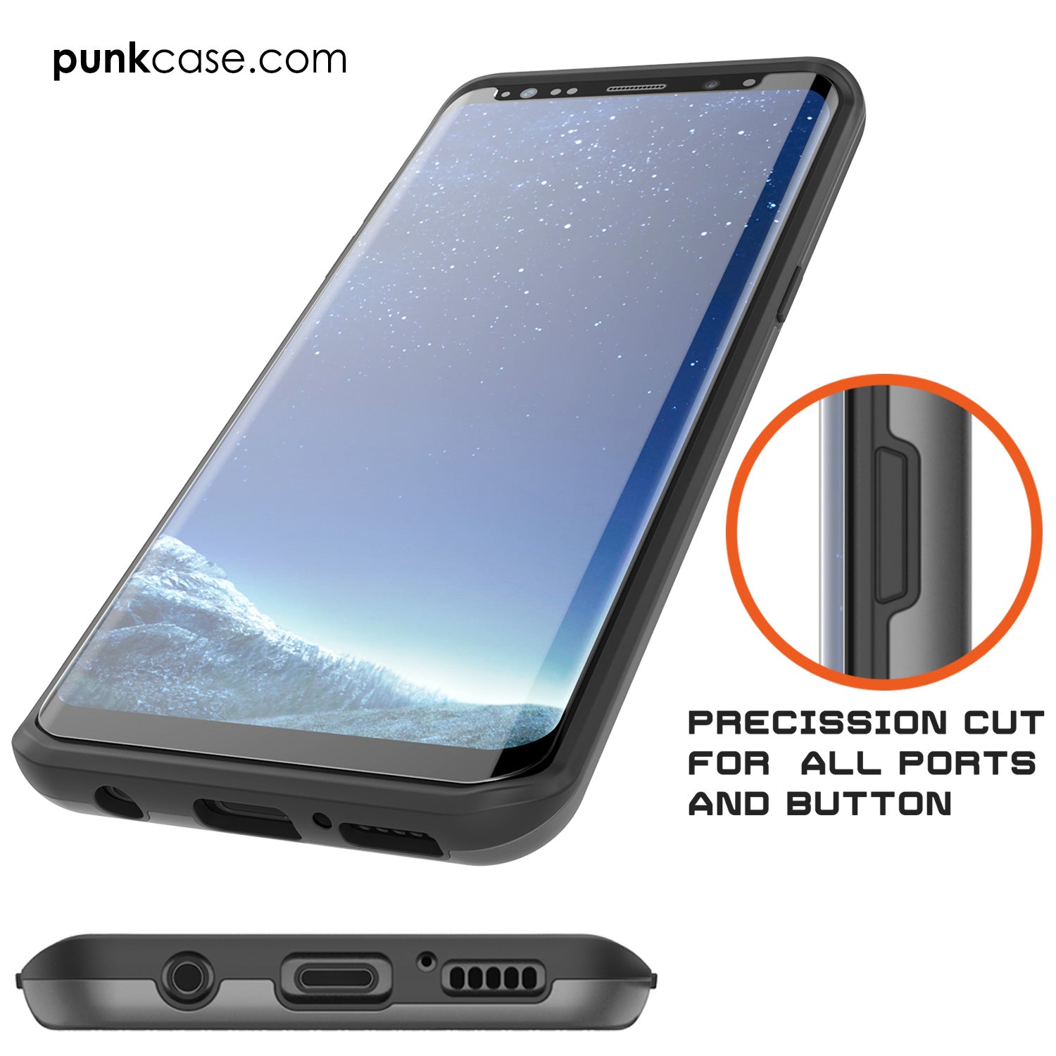 Galaxy S8 Case PunkCase SLOT Grey Series Slim Armor Soft Cover Case
