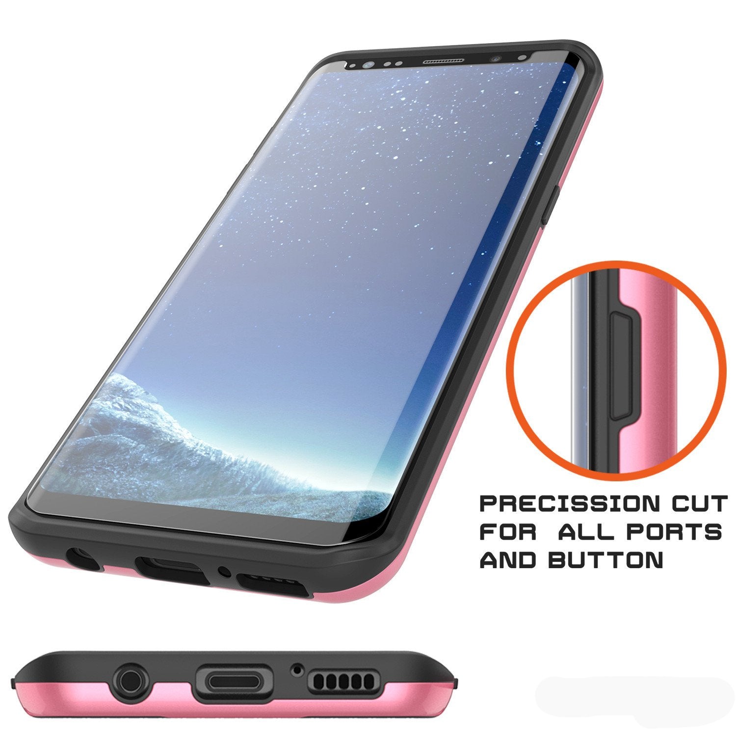 Galaxy S8 Case PunkCase SLOT Pink Series Slim Armor Soft Cover Case