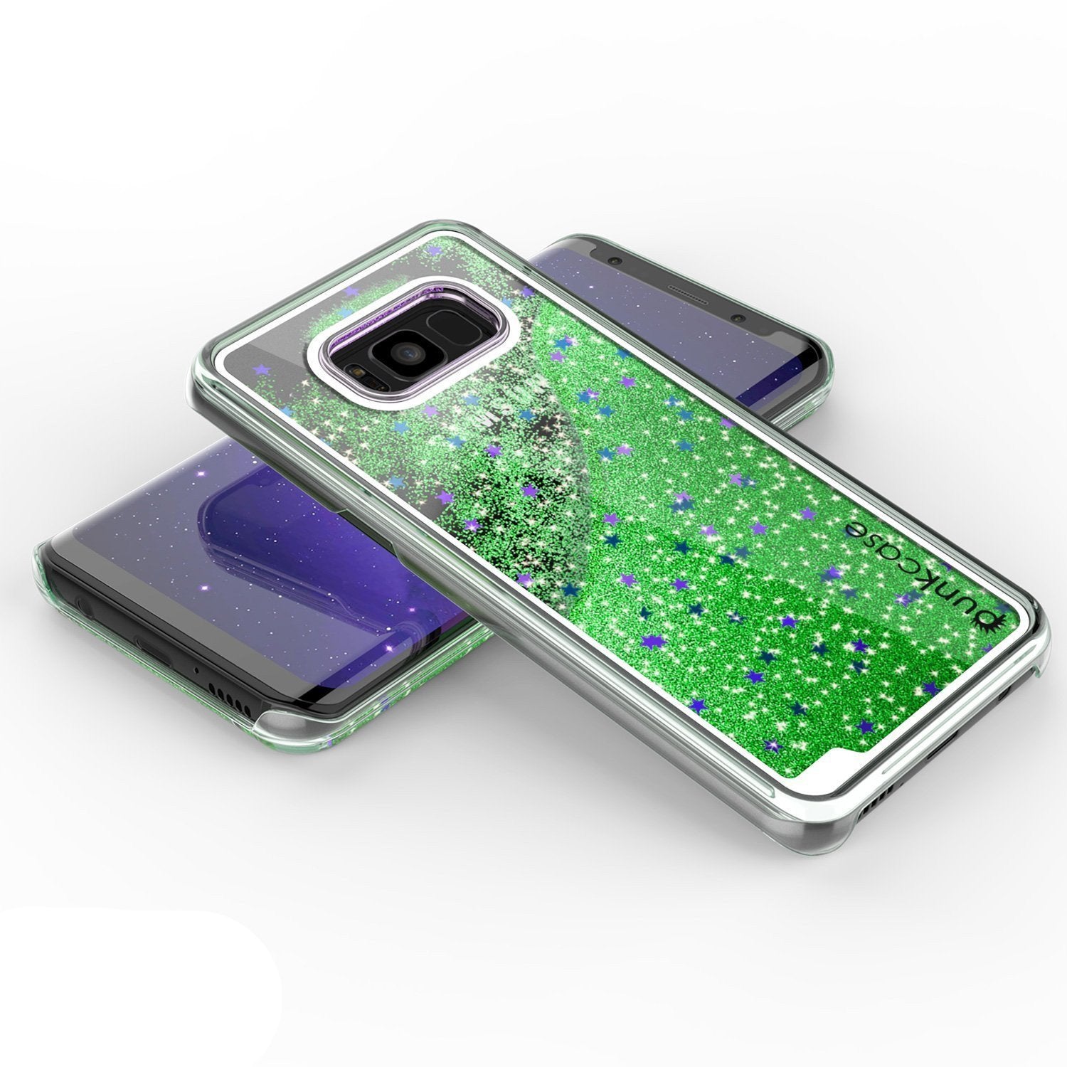 S8 Plus Case, Punkcase Liquid Green Series, Protective Dual Layer Floating Glitter Cover