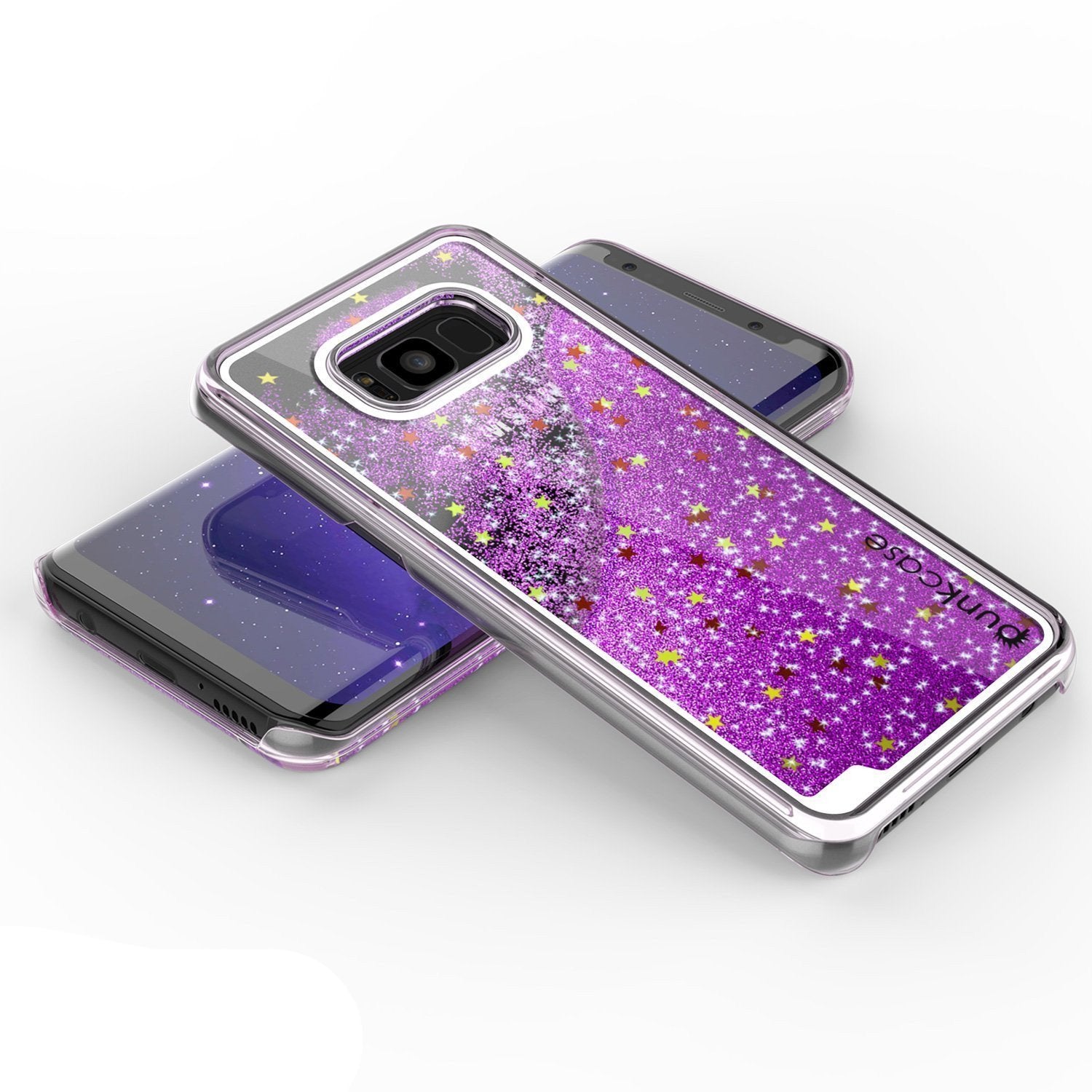 Galaxy S8 Case, Punkcase Liquid Purple Series Protective Dual Layer Floating Glitter Cover