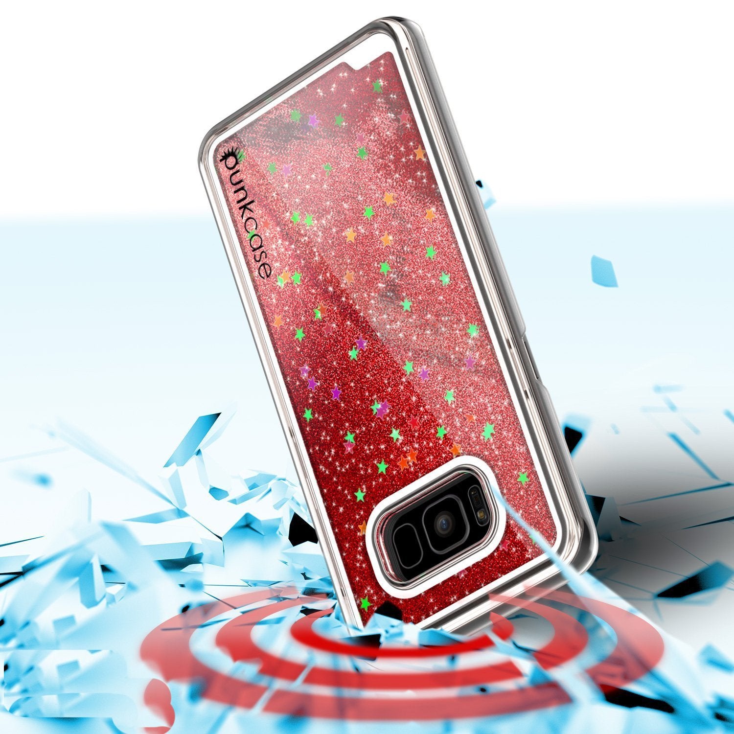 S8 Plus Case, Punkcase Liquid Red Series Protective Dual Layer Floating Glitter Cover