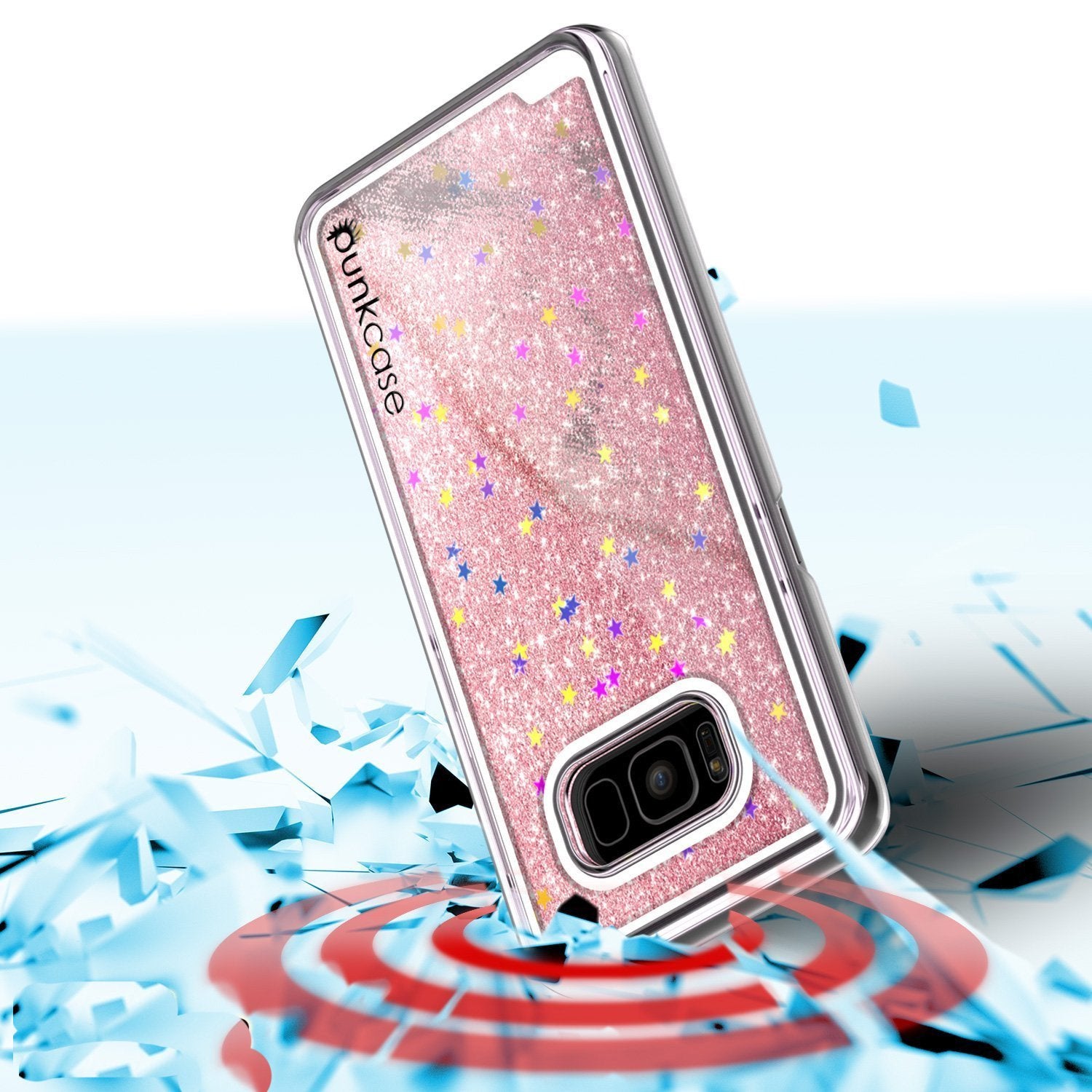 Galaxy S8 Case, Punkcase Liquid Rose Gold Series Protective Dual Layer Floating Glitter Cover