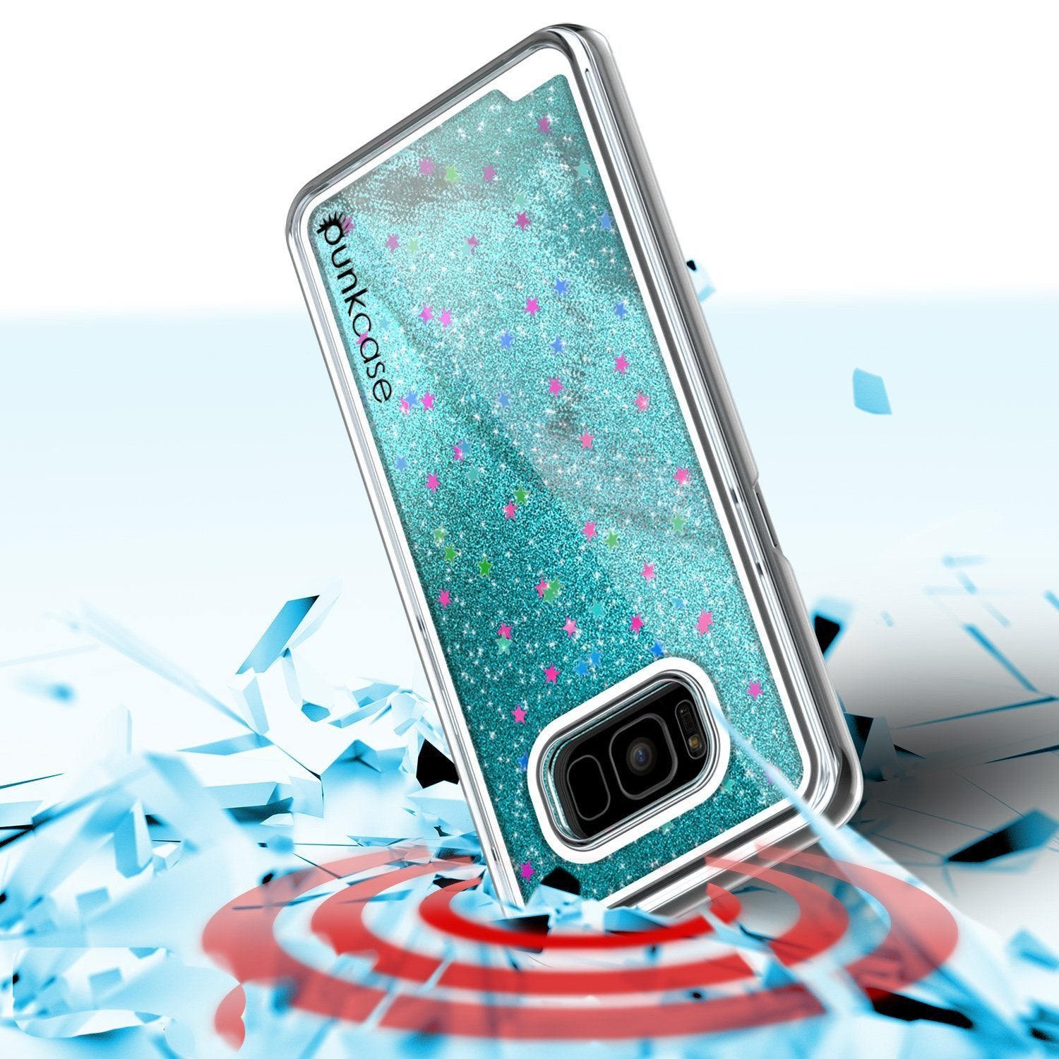 Galaxy S8 Case, Punkcase Liquid Teal Series Protective Dual Layer Floating Glitter Cover