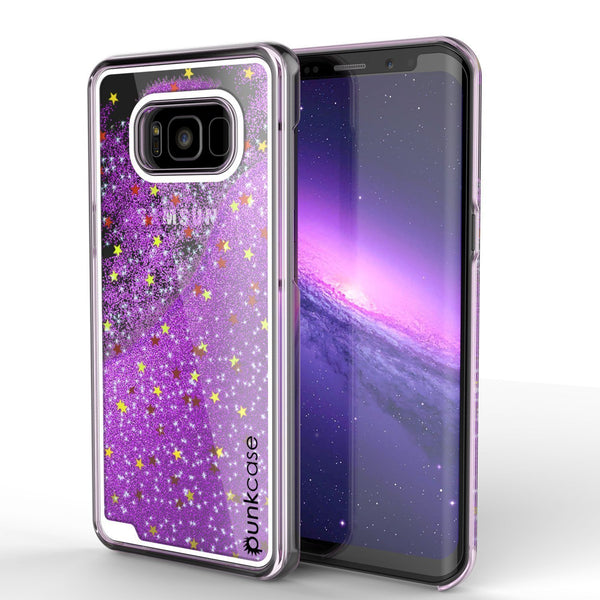 Galaxy S8 Case, Punkcase Liquid Purple Series Protective Dual Layer Floating Glitter Cover