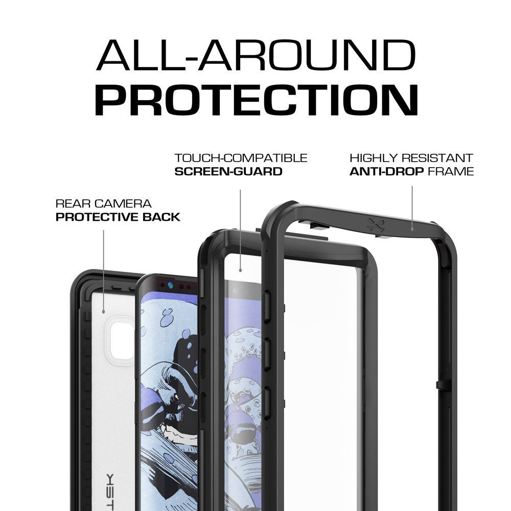 Galaxy S8 Plus Waterproof Case, Ghostek Nautical Series (Black) | Slim Underwater Full Body Protection