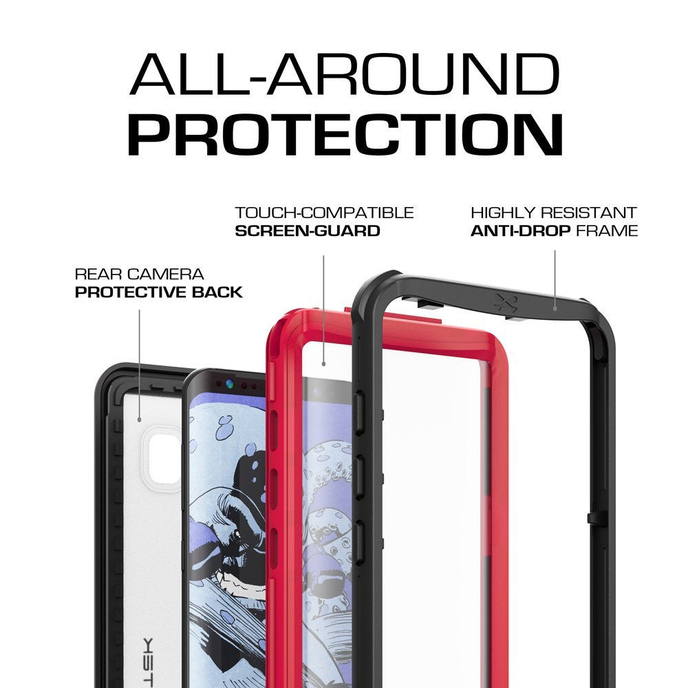 Galaxy S8 Plus Waterproof Case, Ghostek Nautical Series (Red) | Slim Underwater Full Body Protection
