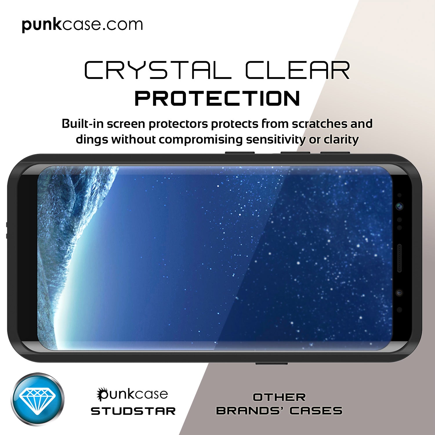 Galaxy S8 Plus Waterproof Case PunkCase StudStar Clear