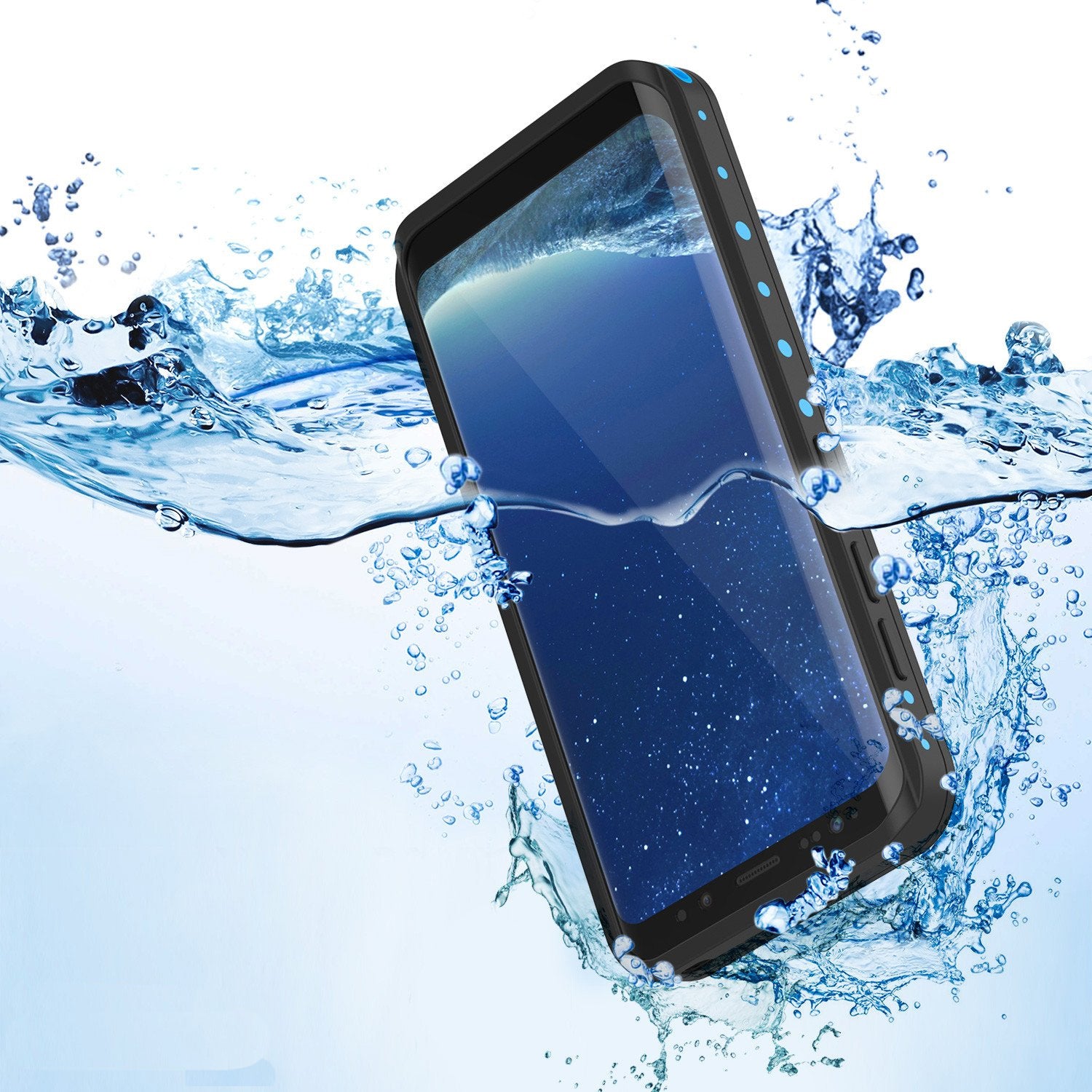 Galaxy S8 Plus Waterproof Case PunkCase StudStar Light Blue
