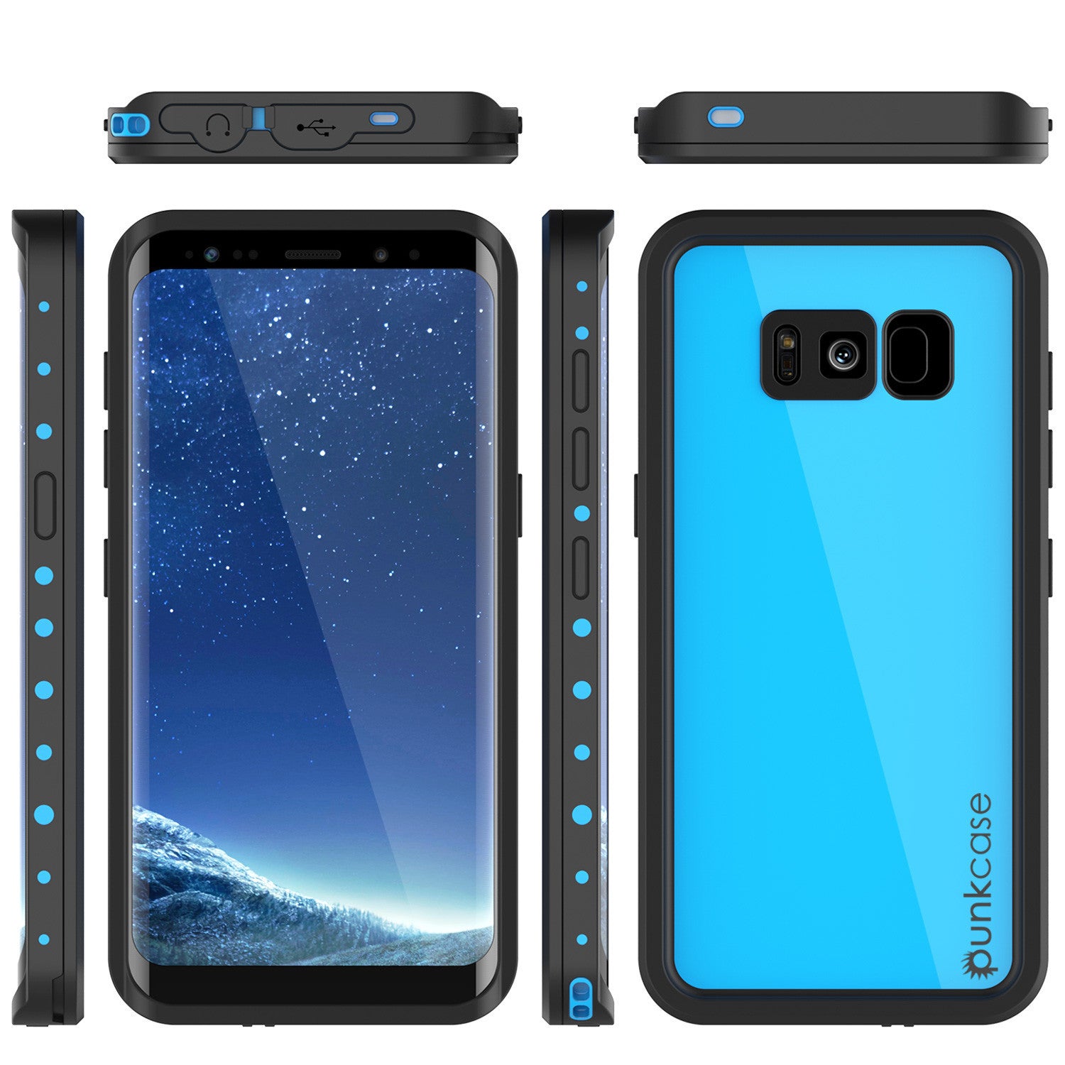 Galaxy S8 Waterproof Case PunkCase StudStar Light Blue