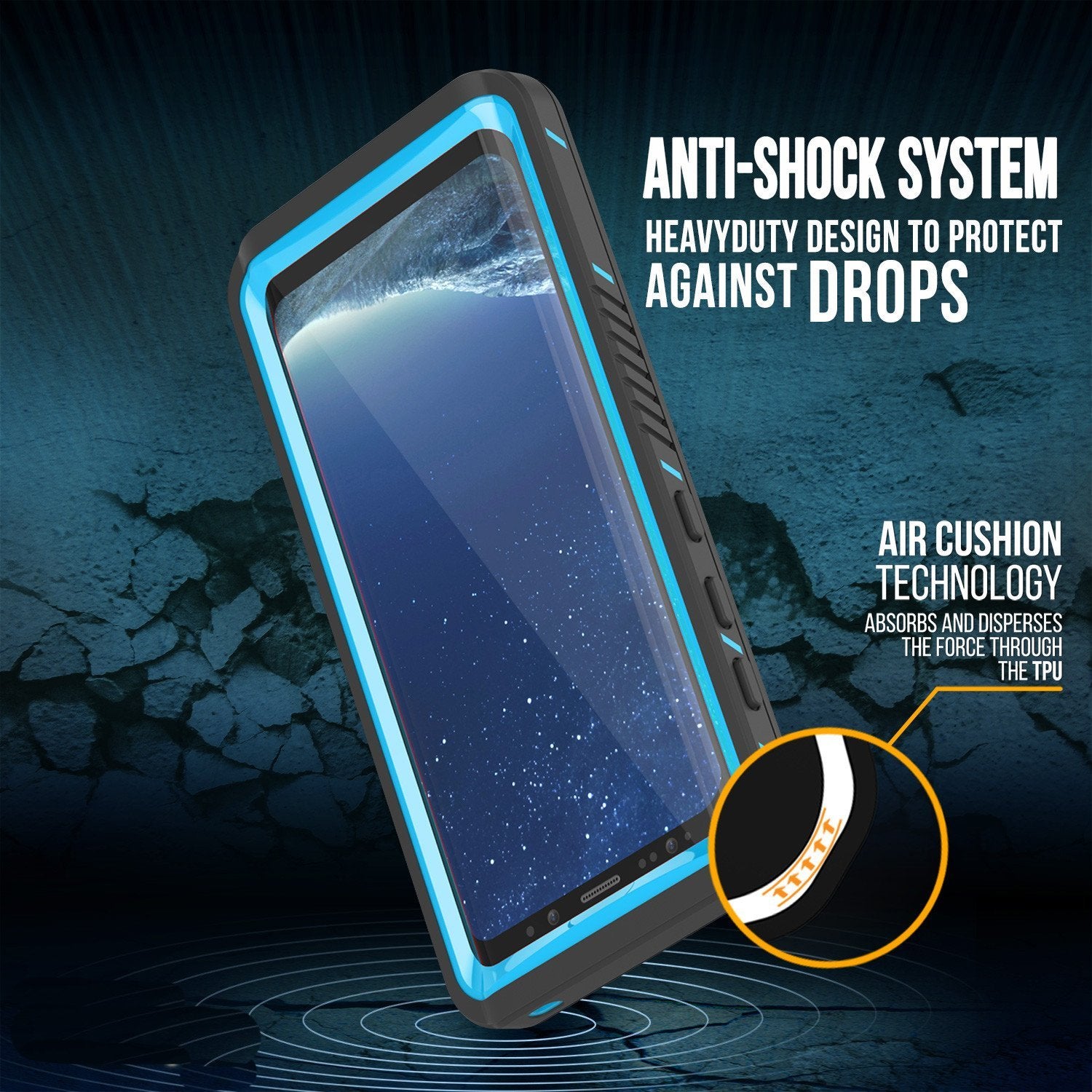 Galaxy S8 Waterproof Case, Punkcase [Extreme Series] [Slim Fit] [IP68 Certified] [Shockproof] [Snowproof] [Dirproof] Armor Cover [Light Blue]