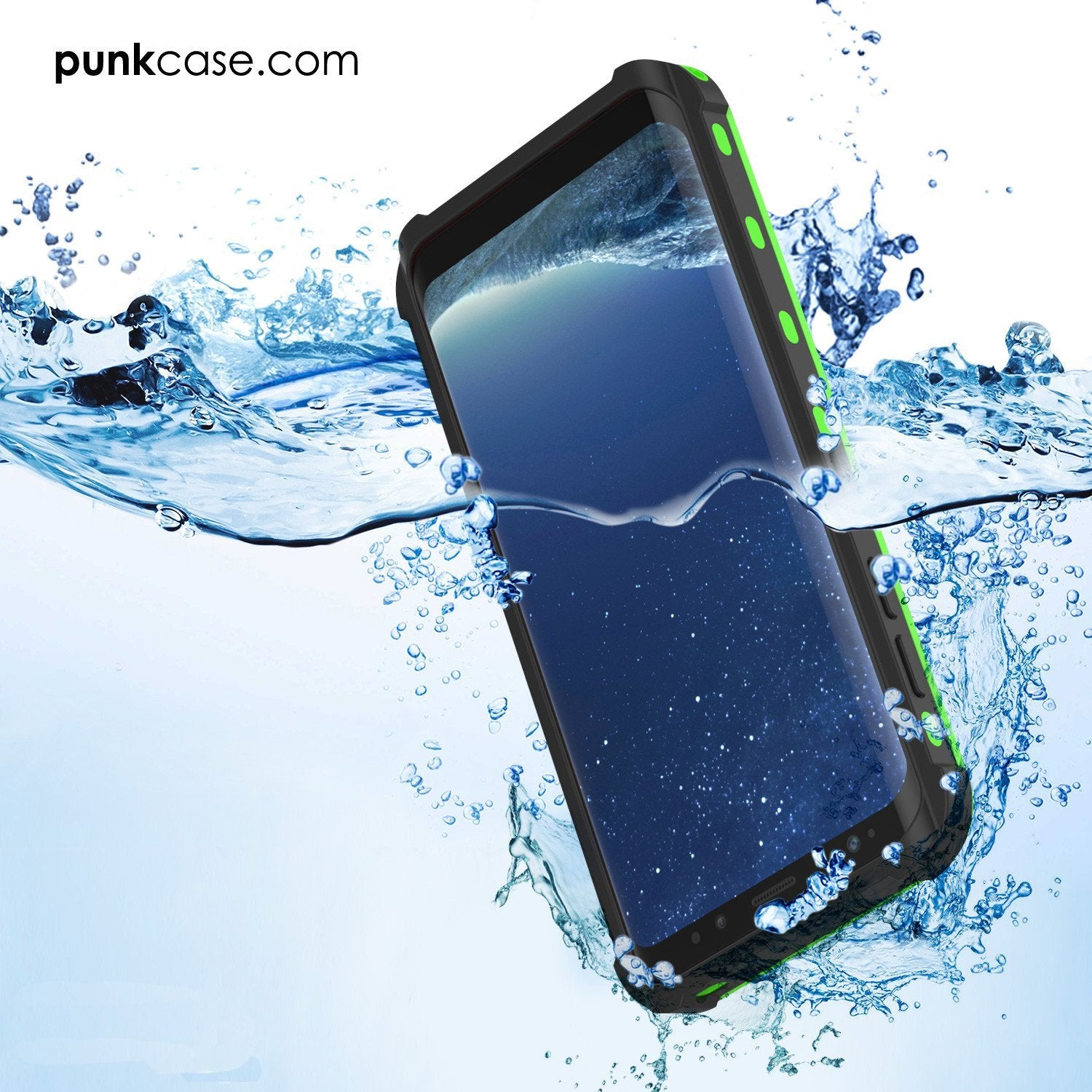 Galaxy S8 Plus Waterproof Case, Punkcase [KickStud Series] [Slim Fit] [IP68 Certified] [Shockproof] [Snowproof] Armor Cover [GREEN]