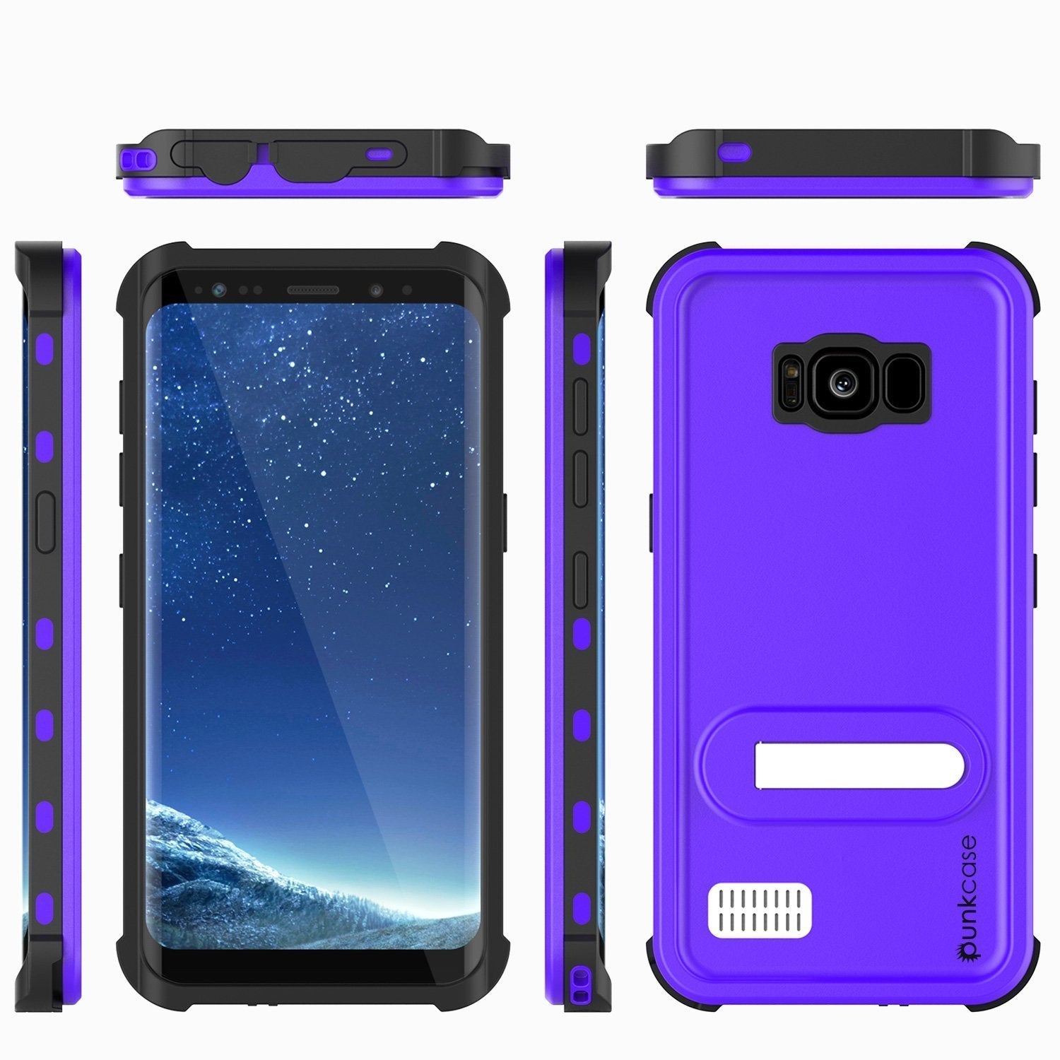 Galaxy S8 Plus Waterproof Case, Punkcase [KickStud Series] [Slim Fit] [IP68 Certified] [Shockproof] [Snowproof] Armor Cover [PURPLE]
