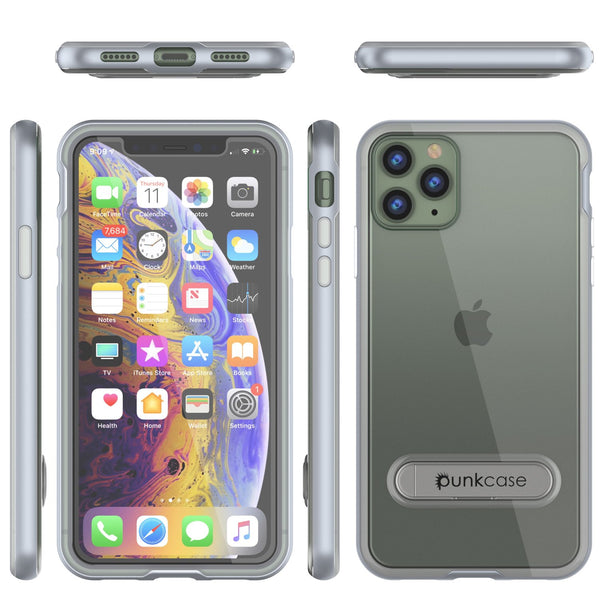 iPhone 11 Pro Max Case, PUNKcase [LUCID 3.0 Series] [Slim Fit] Armor Cover w/ Integrated Screen Protector [Silver]