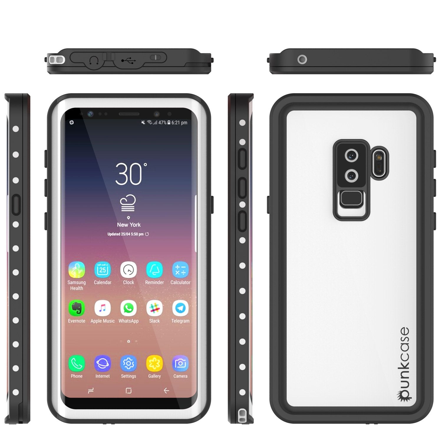Galaxy S9 Plus Waterproof Case, Punkcase StudStar White Thin 6.6ft Underwater IP68 Shock/Snow Proof