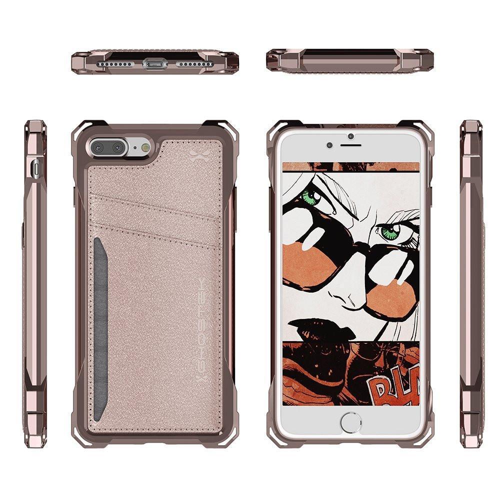iPhone 8+Plus Wallet Case, Ghostek Exec Pink Series | Slim Armor Hybrid Impact Bumper | TPU PU Leather Credit Card Slot Holder Sleeve Cover