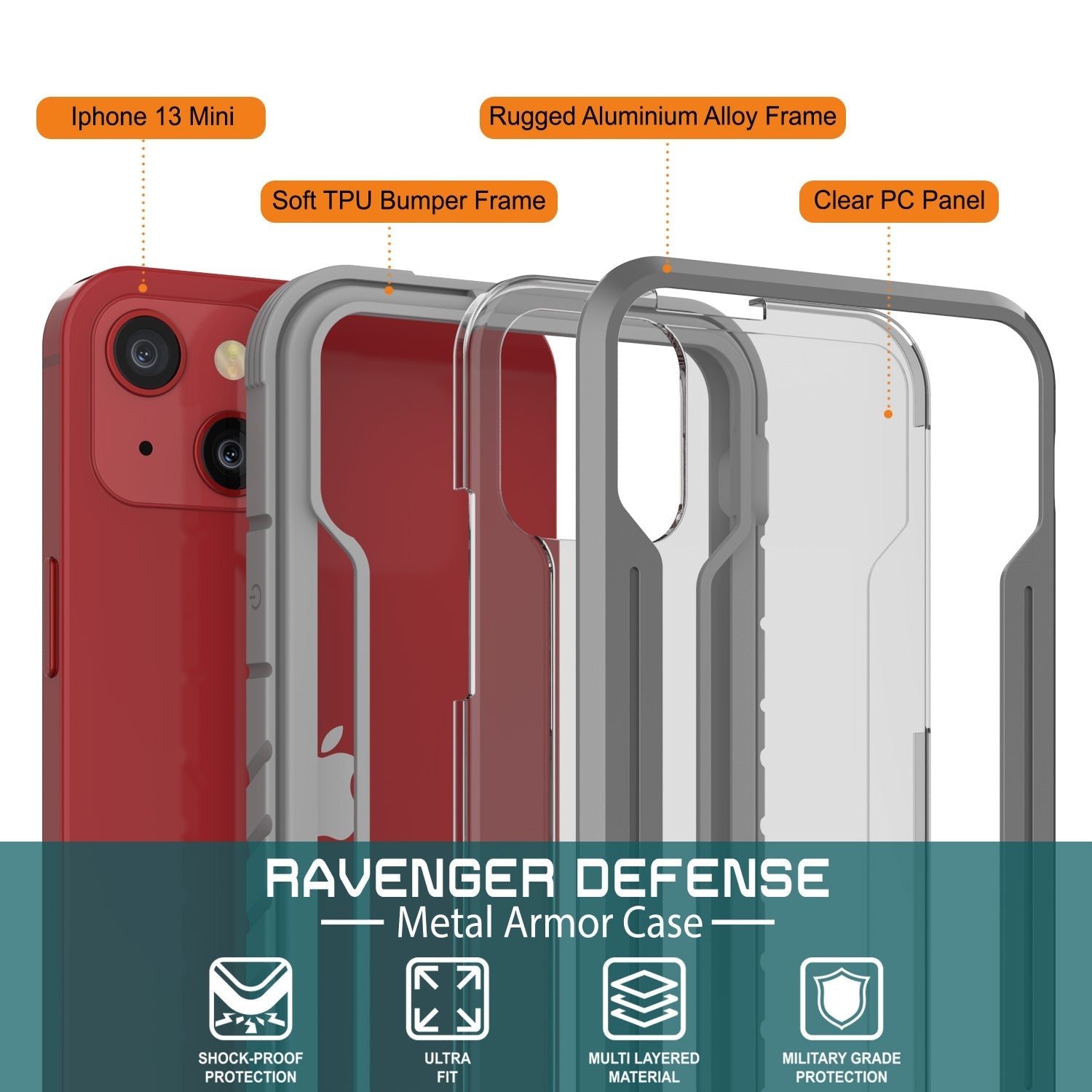 Punkcase iPhone 14 Plus Ravenger MAG Defense Case Protective Military Grade Multilayer Cover [Grey]