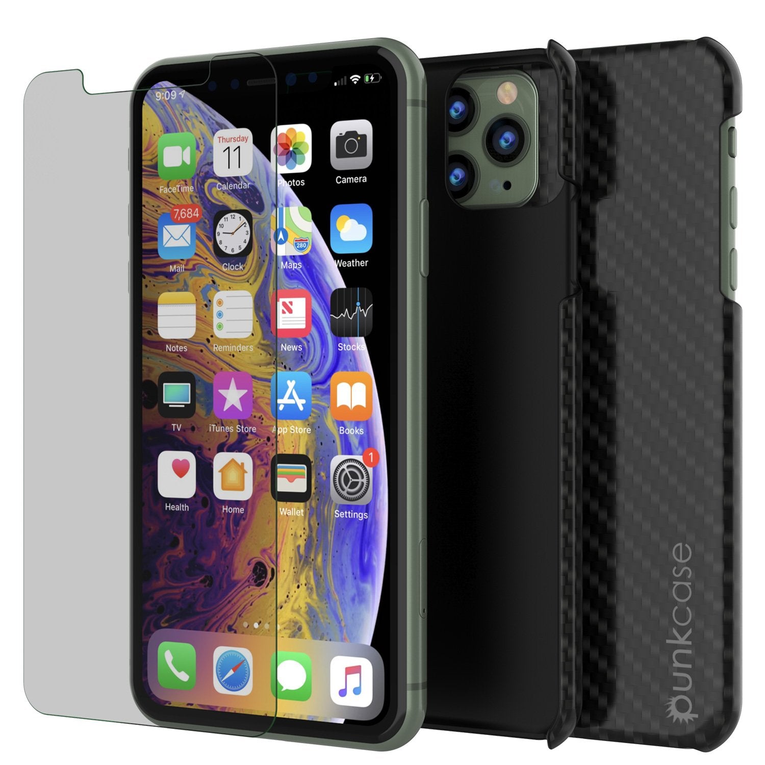 iPhone 11 Pro Case, Punkcase CarbonShield, Heavy Duty & Ultra Thin 2 Piece Dual Layer [shockproof]