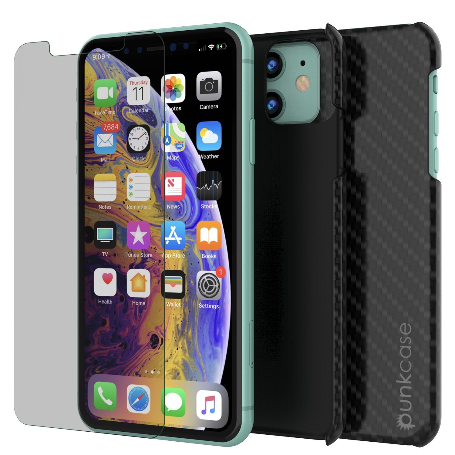 iPhone 11 Case, Punkcase CarbonShield, Heavy Duty & Ultra Thin 2 Piece Dual Layer [shockproof]