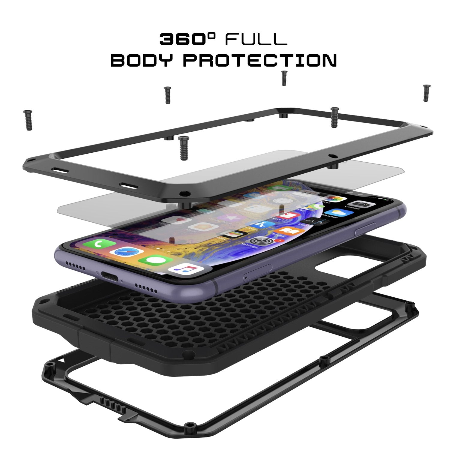 iPhone 11 Metal Case, Heavy Duty Military Grade Armor Cover [shock proof] Full Body Hard [Black]