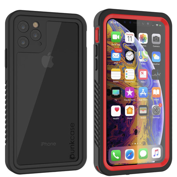 iPhone 11 Pro Max Waterproof Case, Punkcase [Extreme Series] Armor Cover W/ Built In Screen Protector [Red]