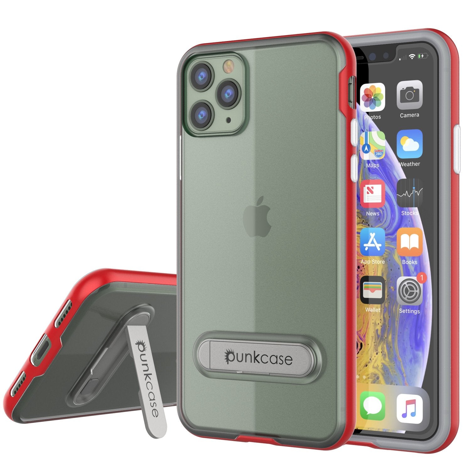 iPhone 11 Pro Max Case, PUNKcase [LUCID 3.0 Series] [Slim Fit] Armor Cover w/ Integrated Screen Protector [Red]
