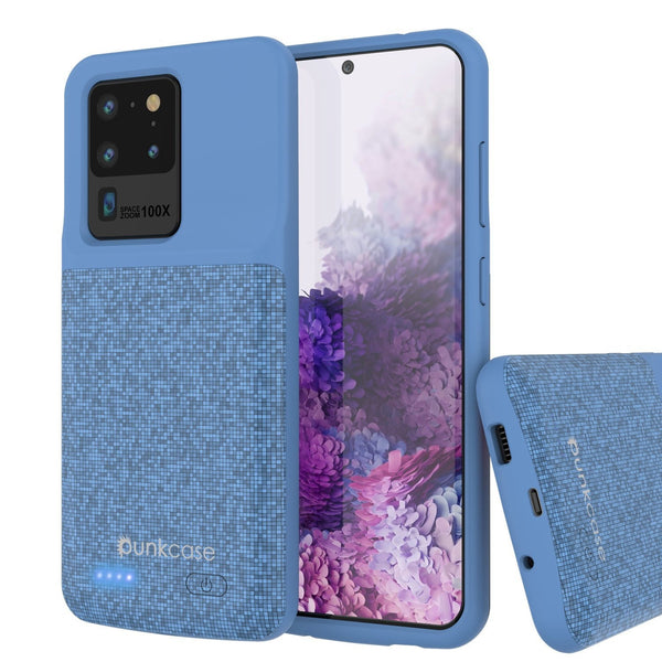 PunkJuice S20 Ultra Battery Case Patterned Blue - Fast Charging Power Juice Bank with 6000mAh