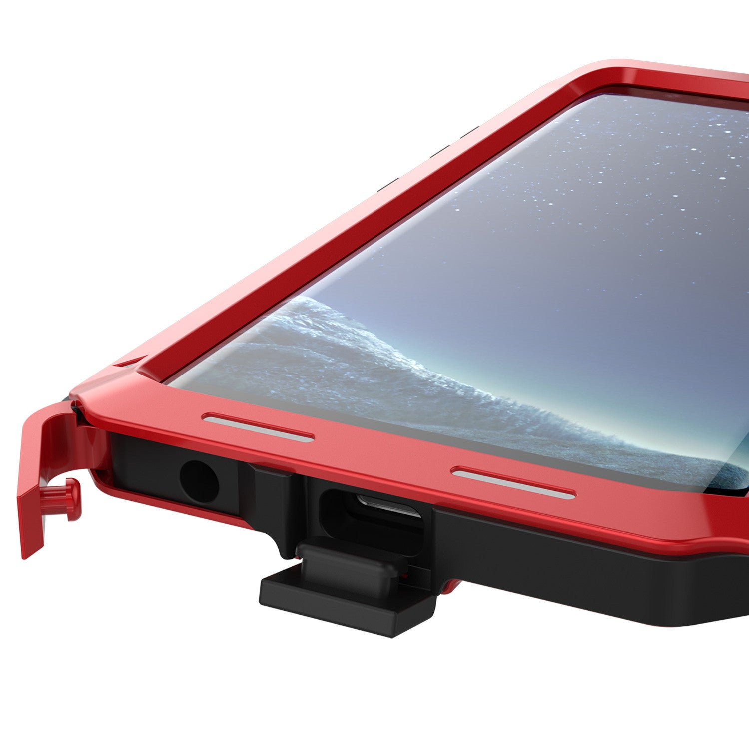 Galaxy S8+ Plus Case, PUNKcase Metallic Red Shockproof Slim Metal Armor Case