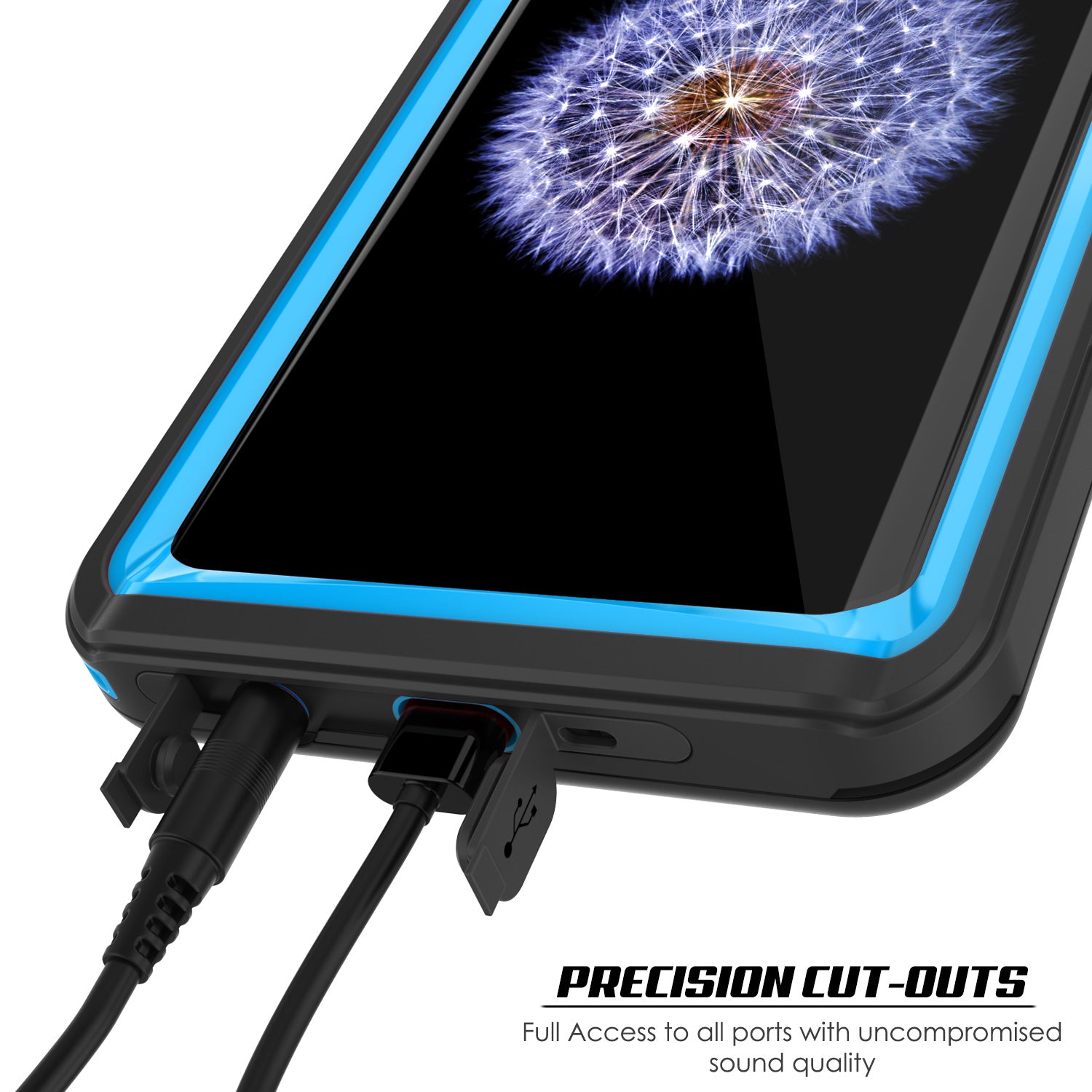 Punkcase Galaxy S9+ Plus Extreme Series Waterproof Body | Light Blue