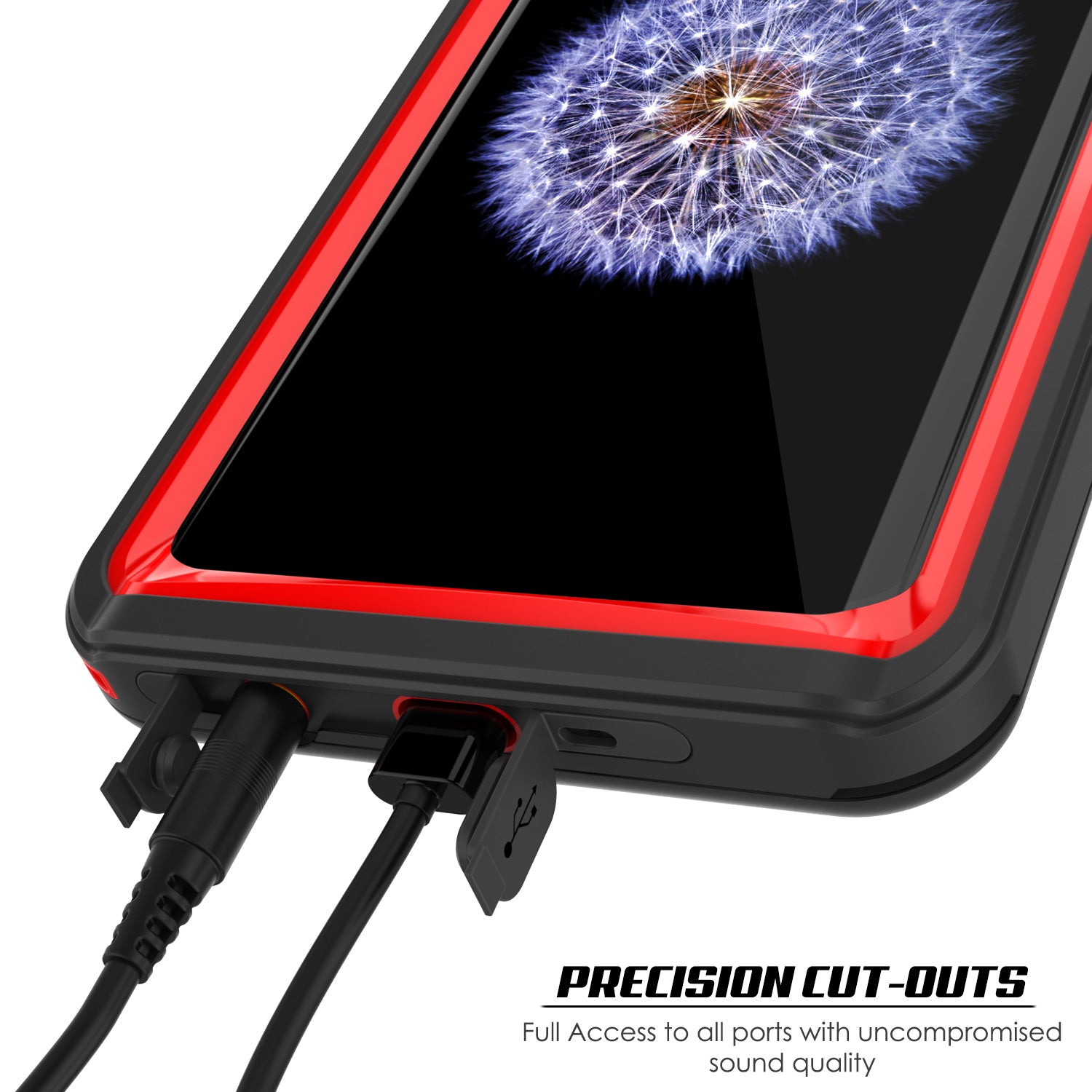 Punkcase Galaxy S9 Extreme Series Waterproof Body | Red