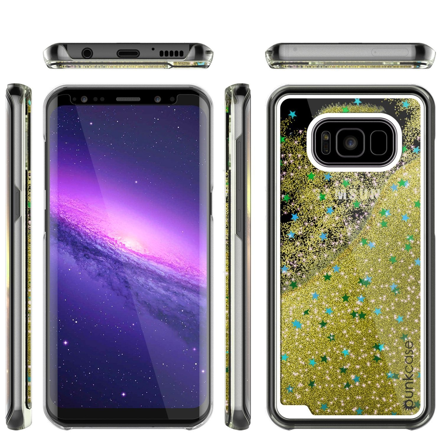 S8 Plus Case, Punkcase Liquid Gold Series Protective Dual Layer Floating Glitter Cover