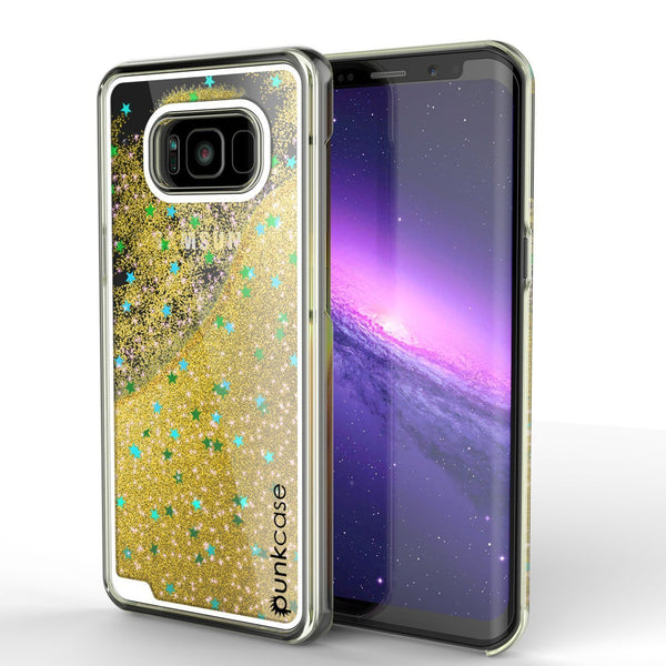S8 Plus Case, Punkcase Liquid Gold Series Protective Dual Layer Floating Glitter Cover