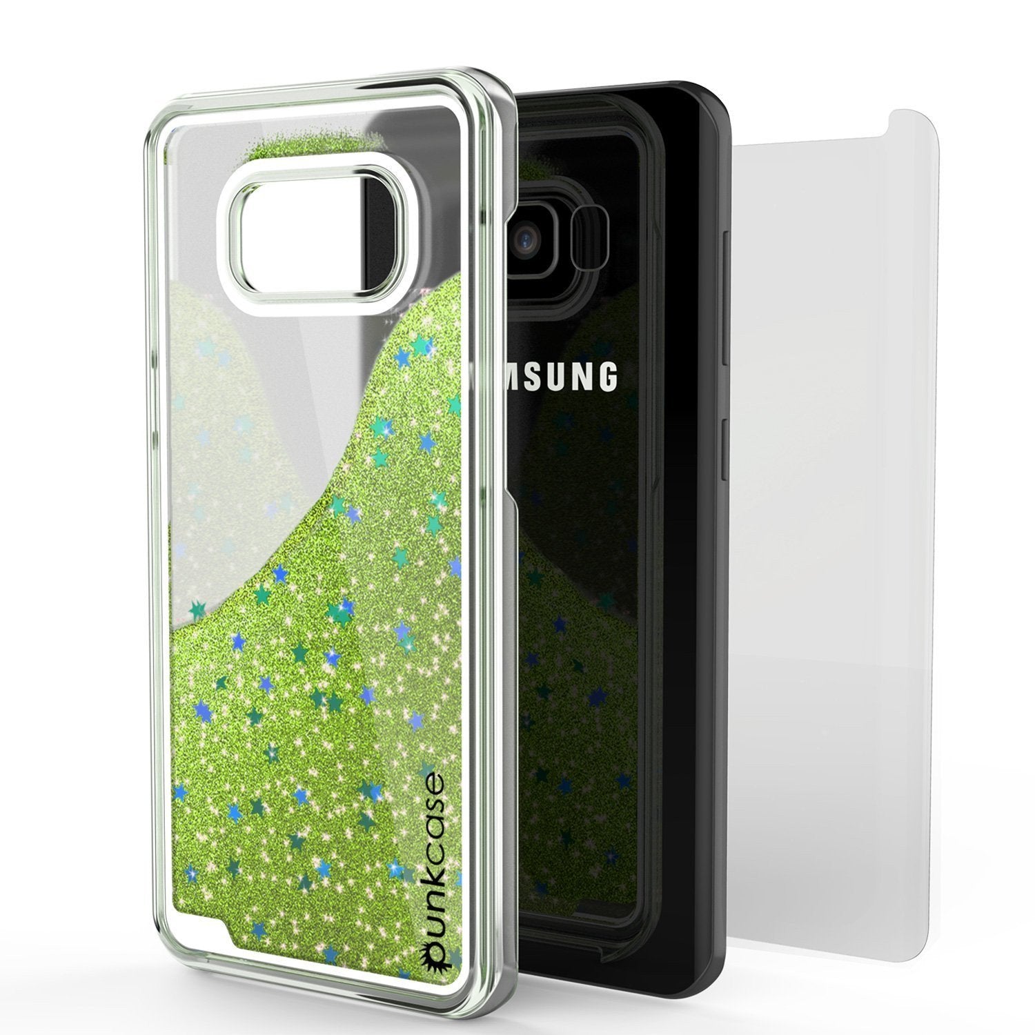 S8 Plus Case, Punkcase Liquid Light Green Series Protective Dual Layer Floating Glitter Cover