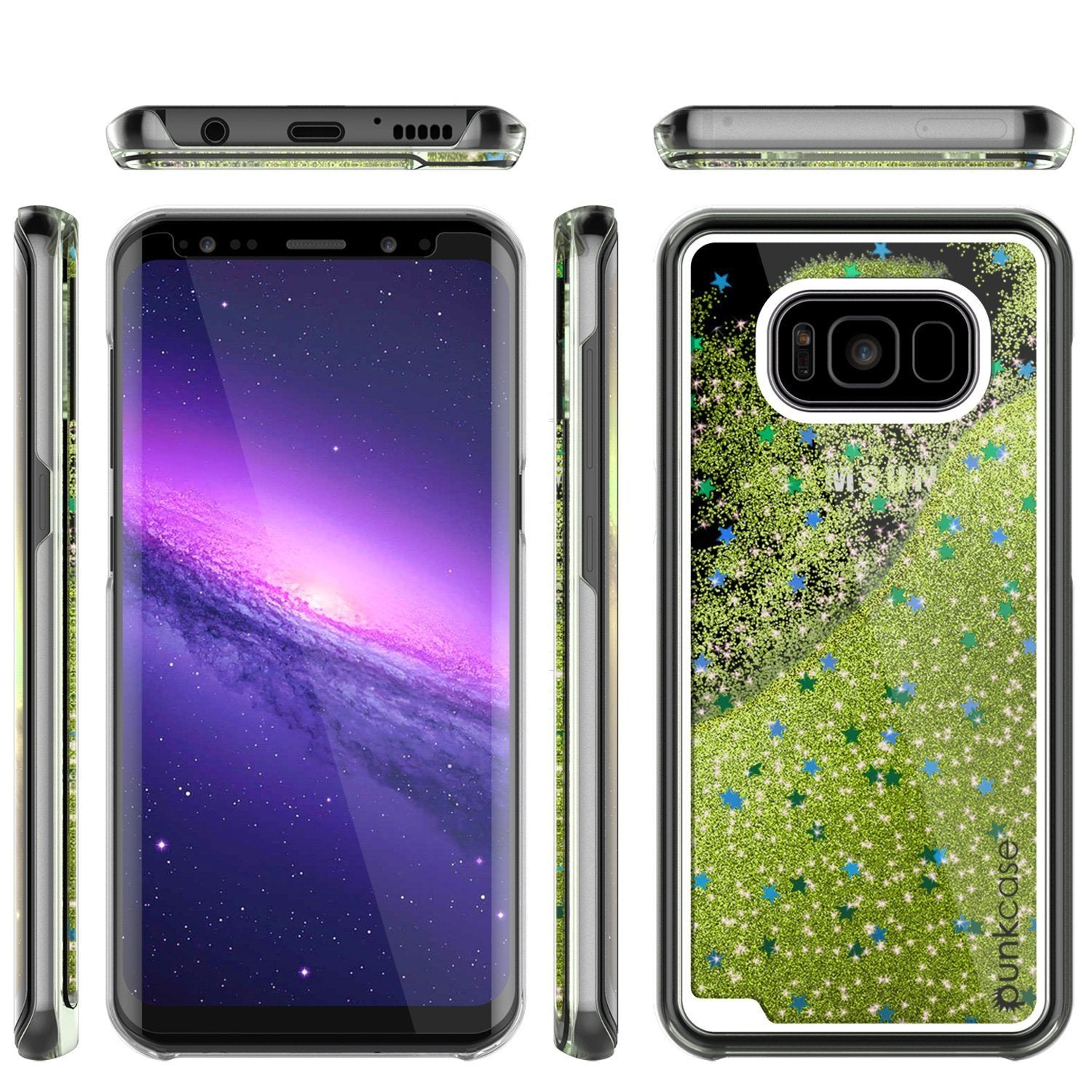 S8 Plus Case, Punkcase Liquid Light Green Series Protective Dual Layer Floating Glitter Cover