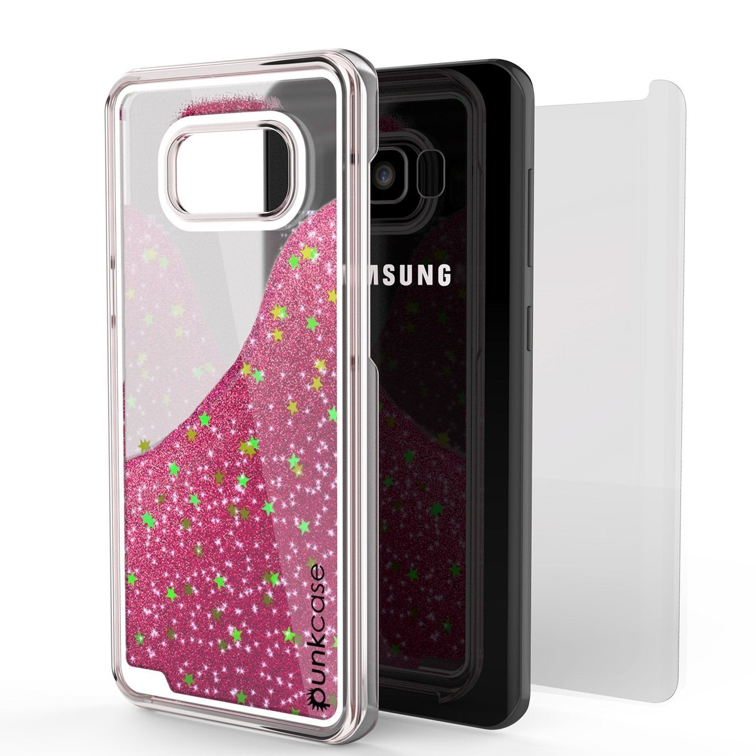 S8 Plus Case, Punkcase Liquid Pink Series Protective Dual Layer Floating Glitter Cover