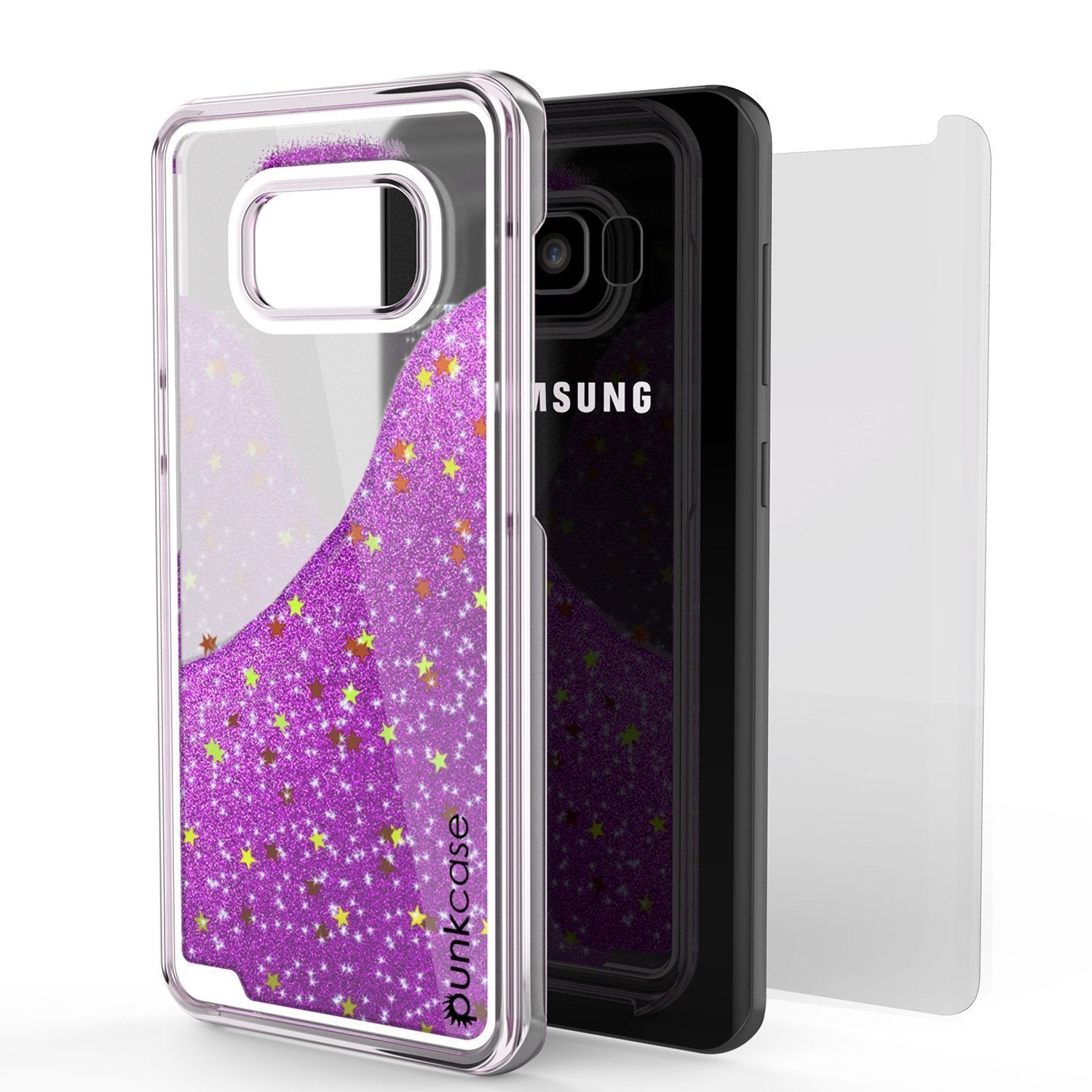 S8 Plus Case, Punkcase Liquid Purple Series, Protective Dual Layer Floating Glitter Cover