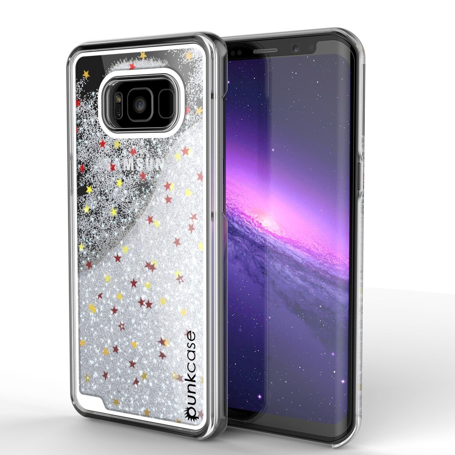 S8 Plus Case, Punkcase Liquid Silver Series Protective Dual Layer Floating Glitter Cover
