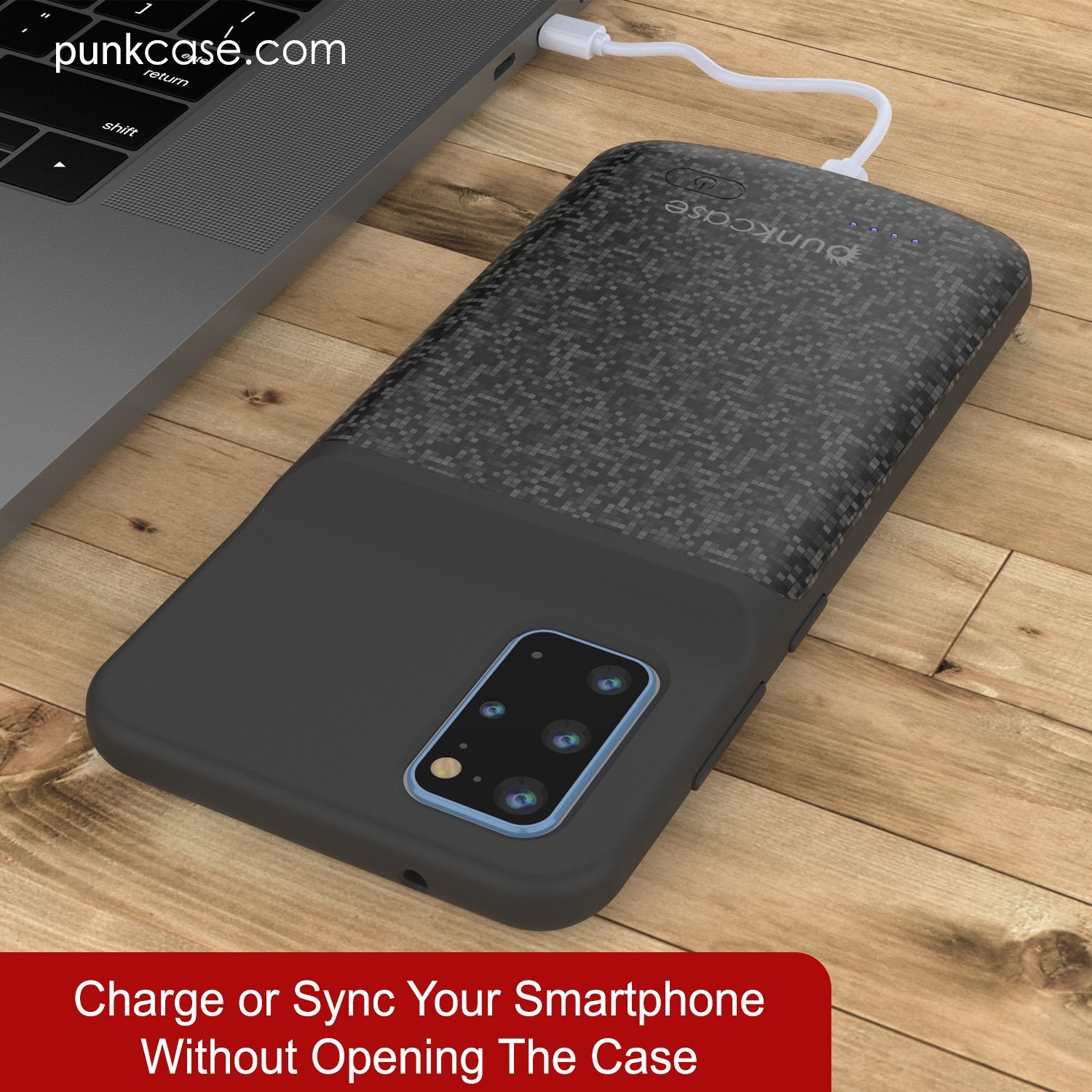 PunkJuice S20+ Plus Battery Case Patterned Black - Fast Charging Power Juice Bank with 6000mAh