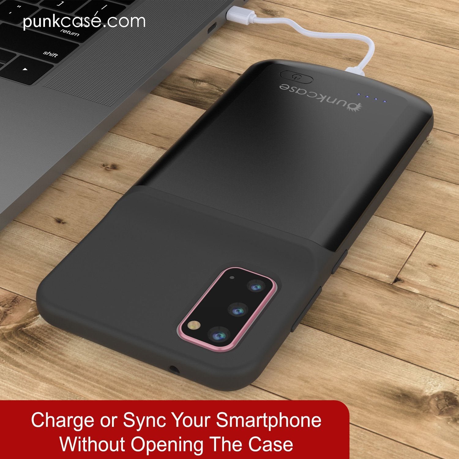 PunkJuice S20 Battery Case All Black - Fast Charging Power Juice Bank with 4800mAh