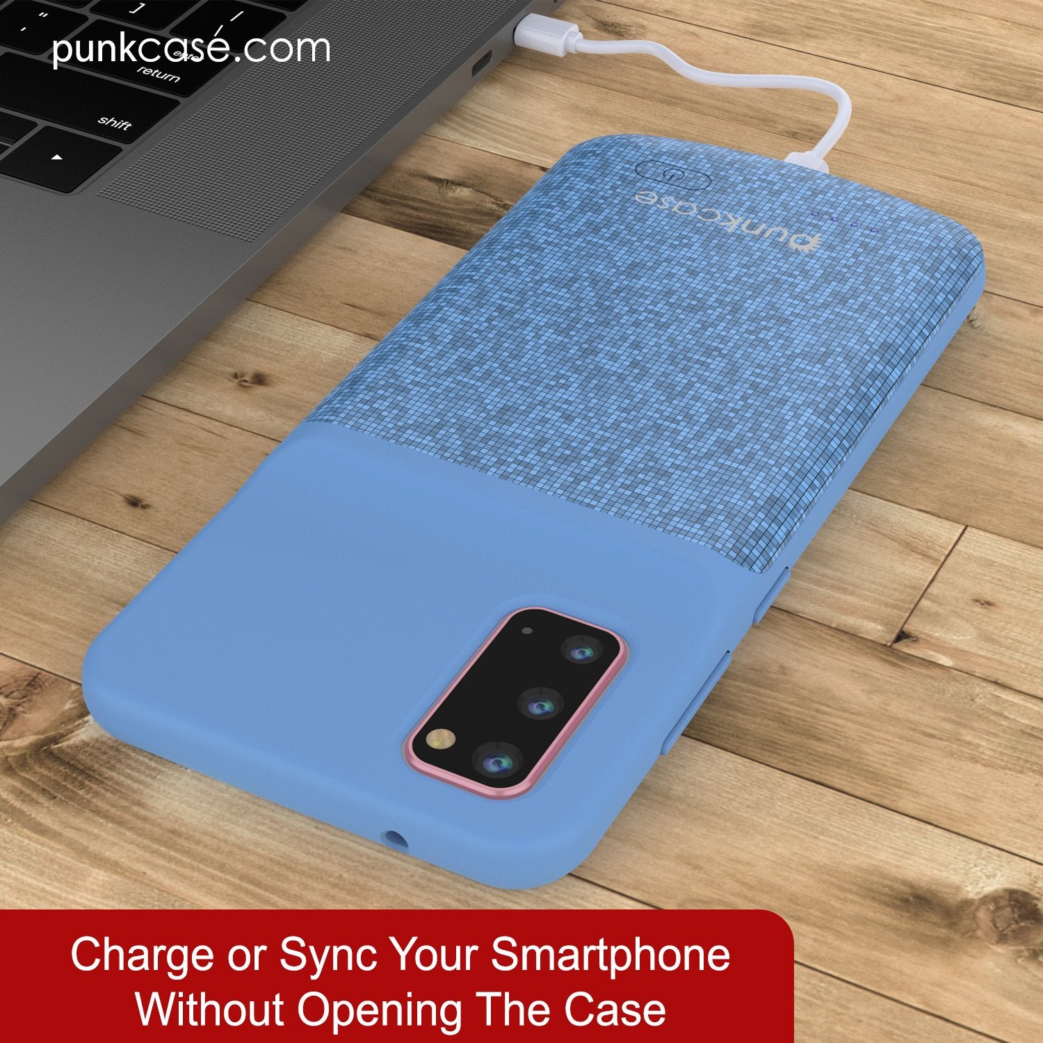 PunkJuice S20 Battery Case Patterned Blue - Fast Charging Power Juice Bank with 4800mAh