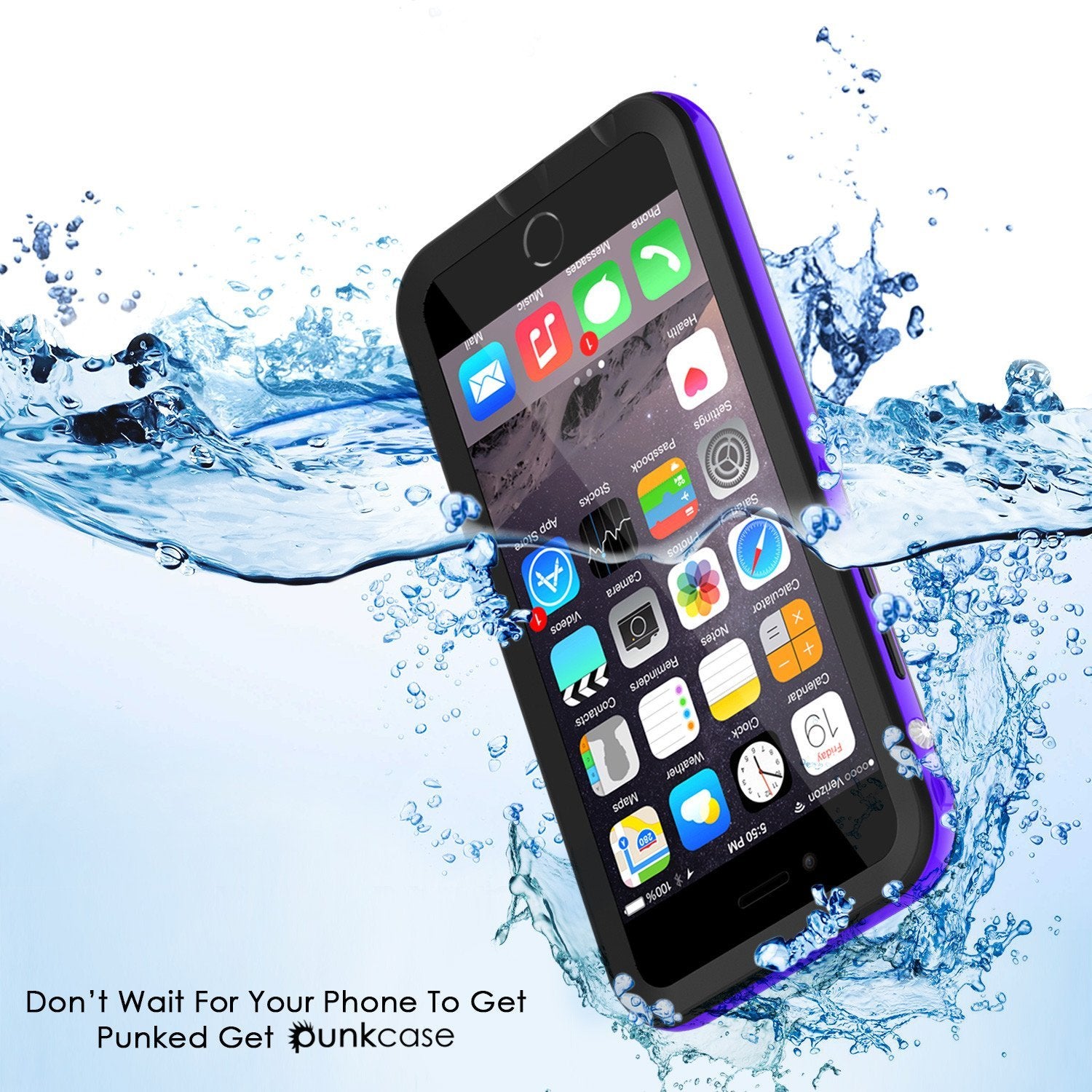 Apple iPhone 8 Waterproof Case, PUNKcase CRYSTAL 2.0 Purple W/ Attached Screen Protector  | Warranty