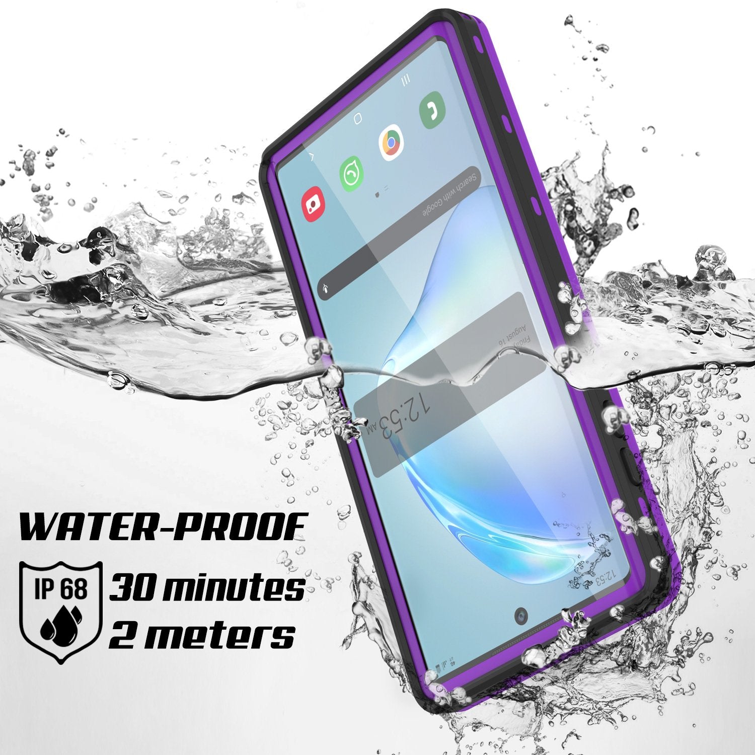 PunkCase Galaxy Note 10 Waterproof Case, [KickStud Series] Armor Cover [Purple]