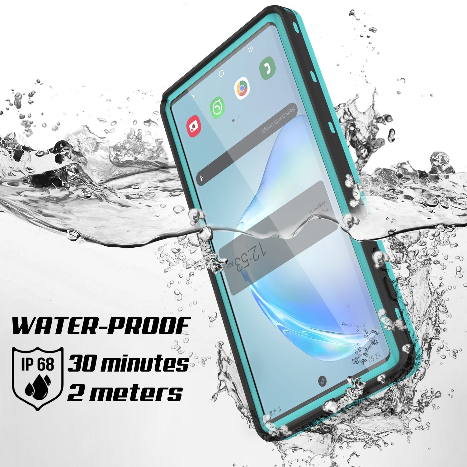 PunkCase Galaxy Note 10+ Plus Waterproof Case, [KickStud Series] Armor Cover [Teal]